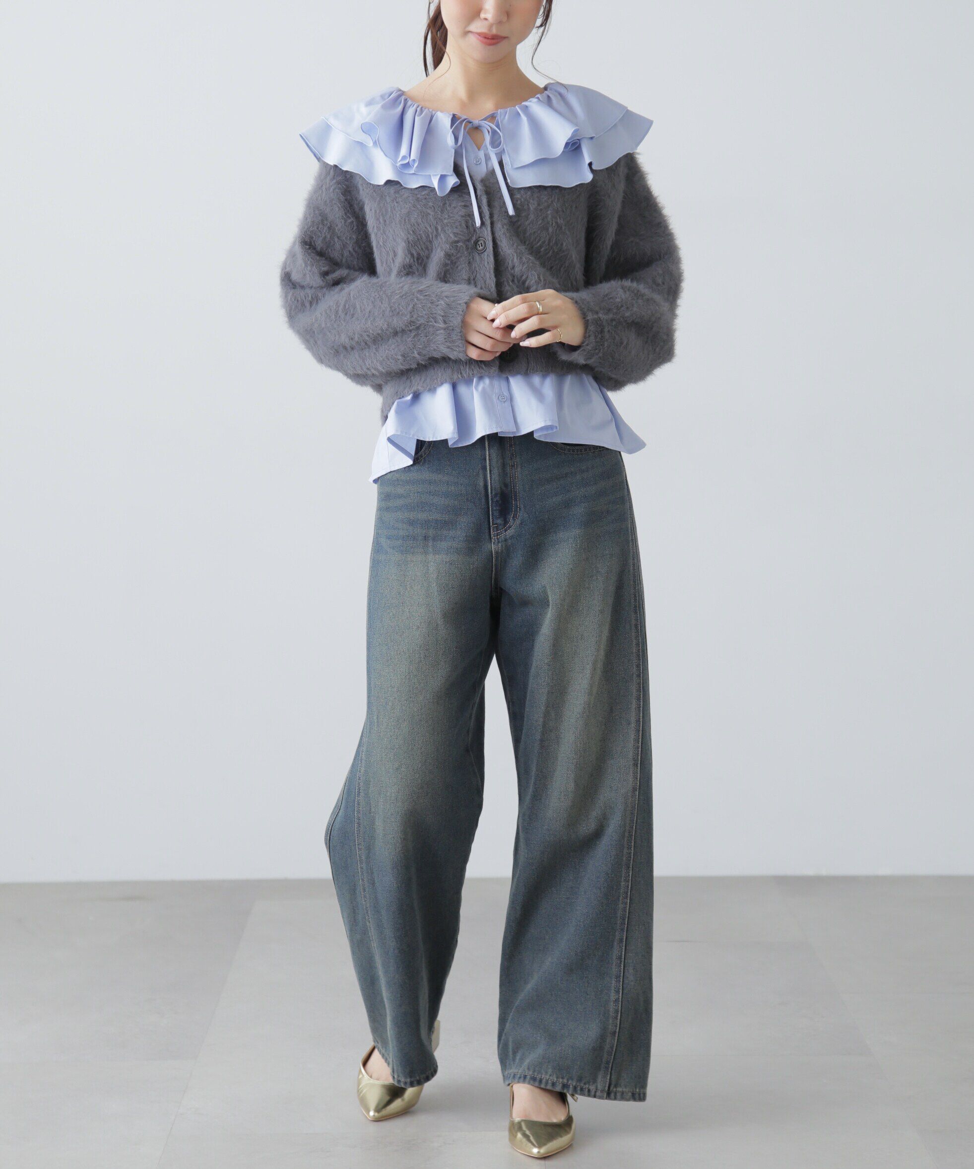  「Vネックシャギーカーディガン」|ニット・セーター|