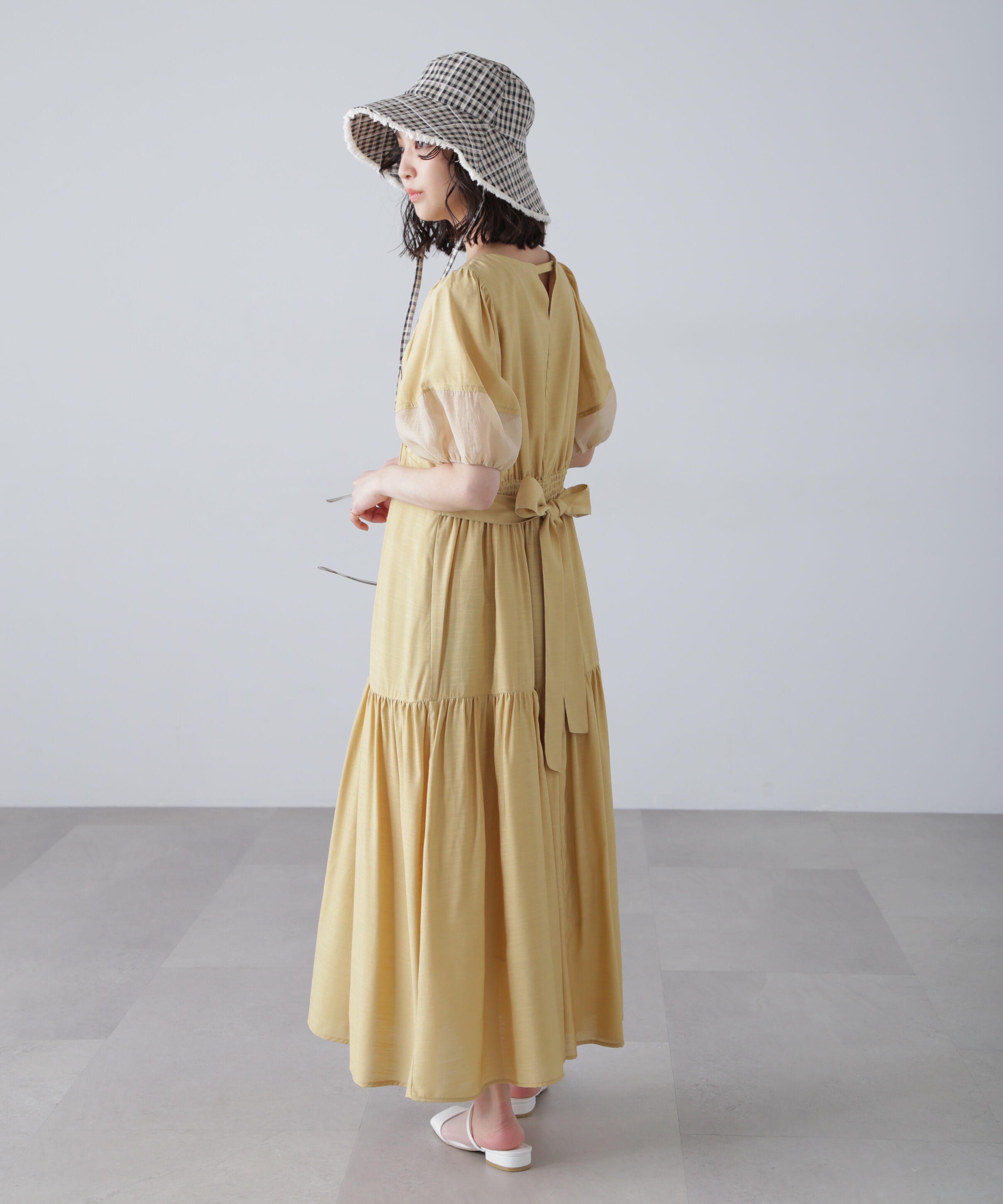  「ランタンスリーブバックリボンワンピース」|ワンピース|