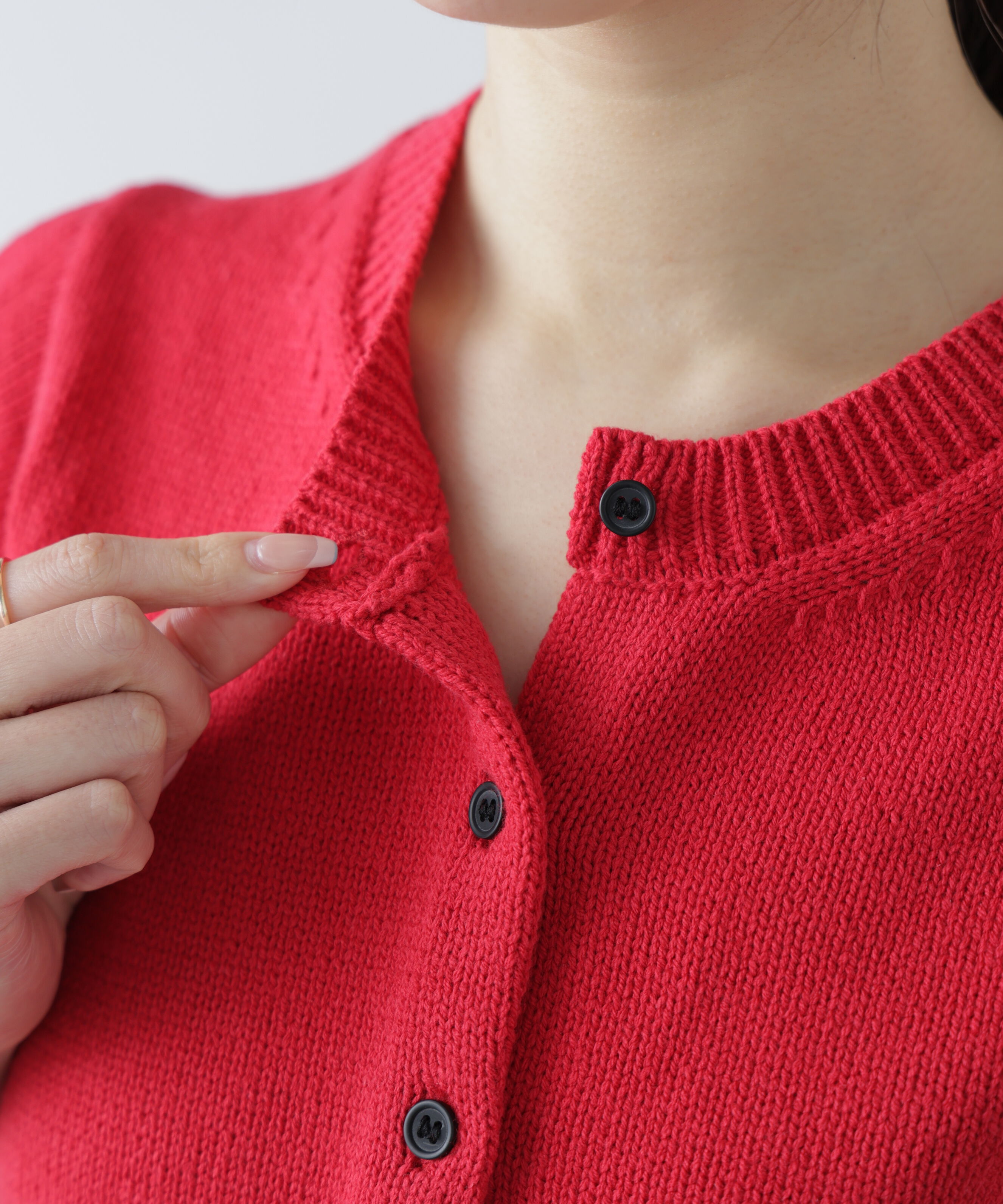  「フロントポケット半袖カーディガン」|ニット・セーター|