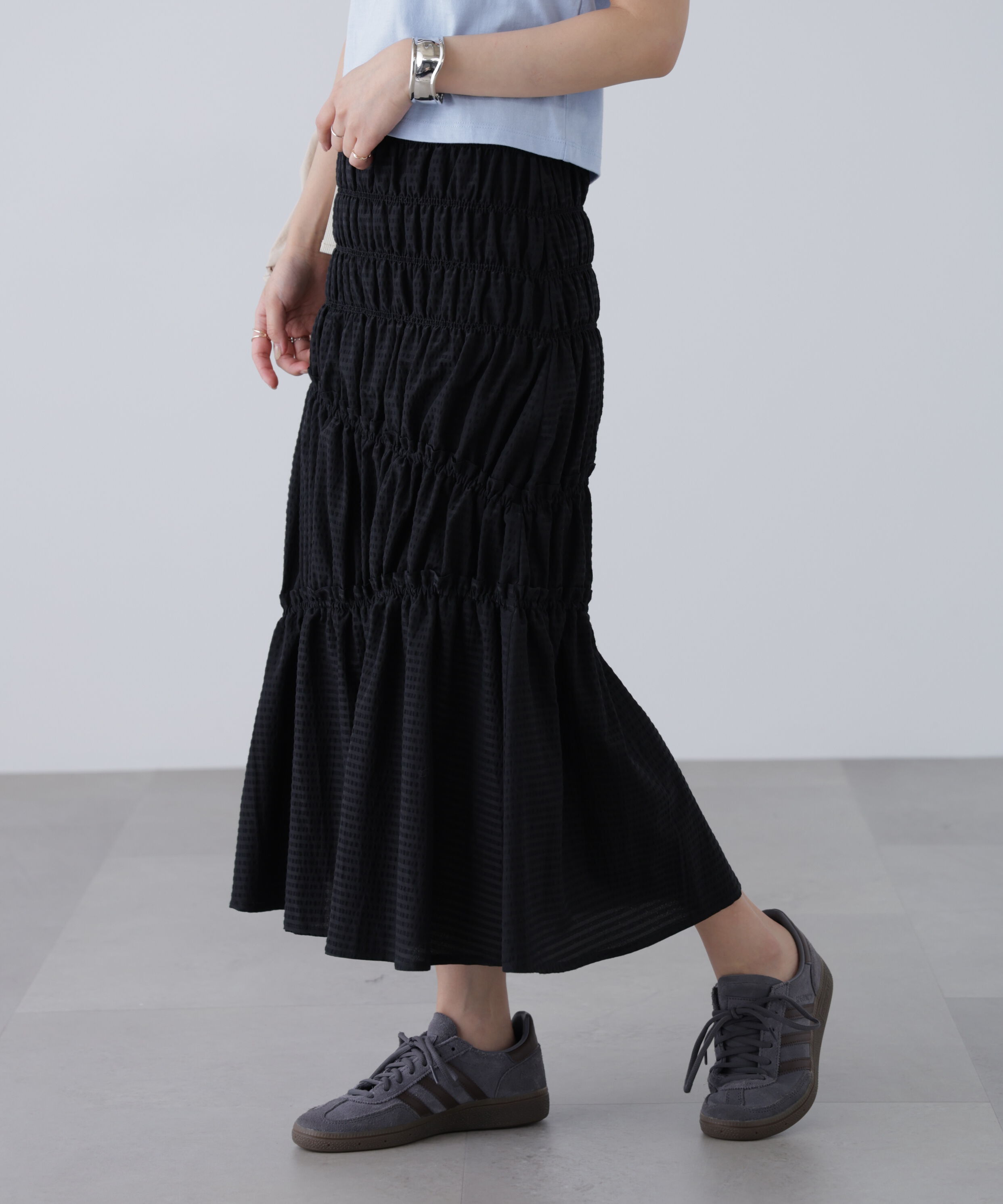  「シアーボーダーシャーリングスカート」|スカート|