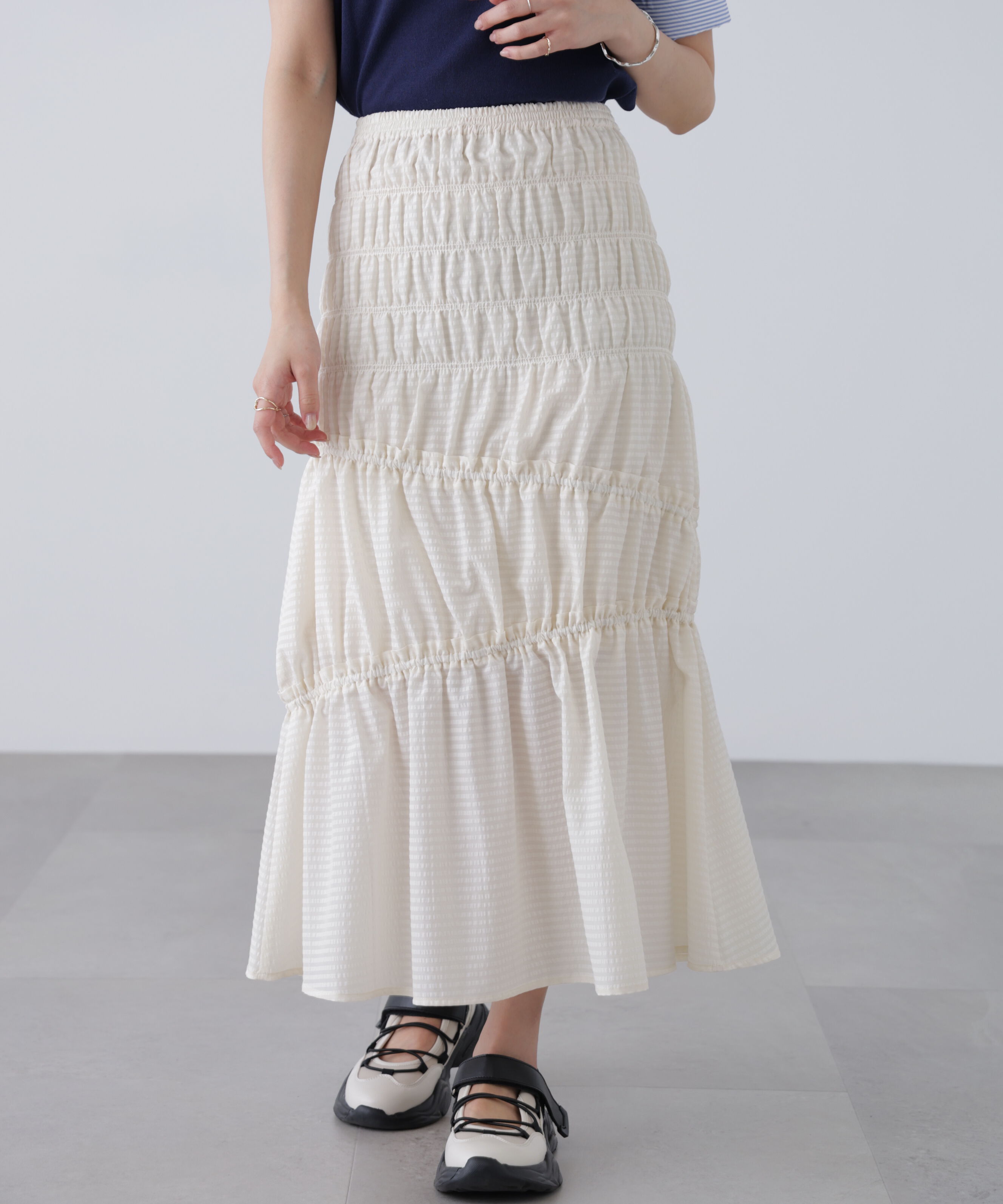  「シアーボーダーシャーリングスカート」|スカート|