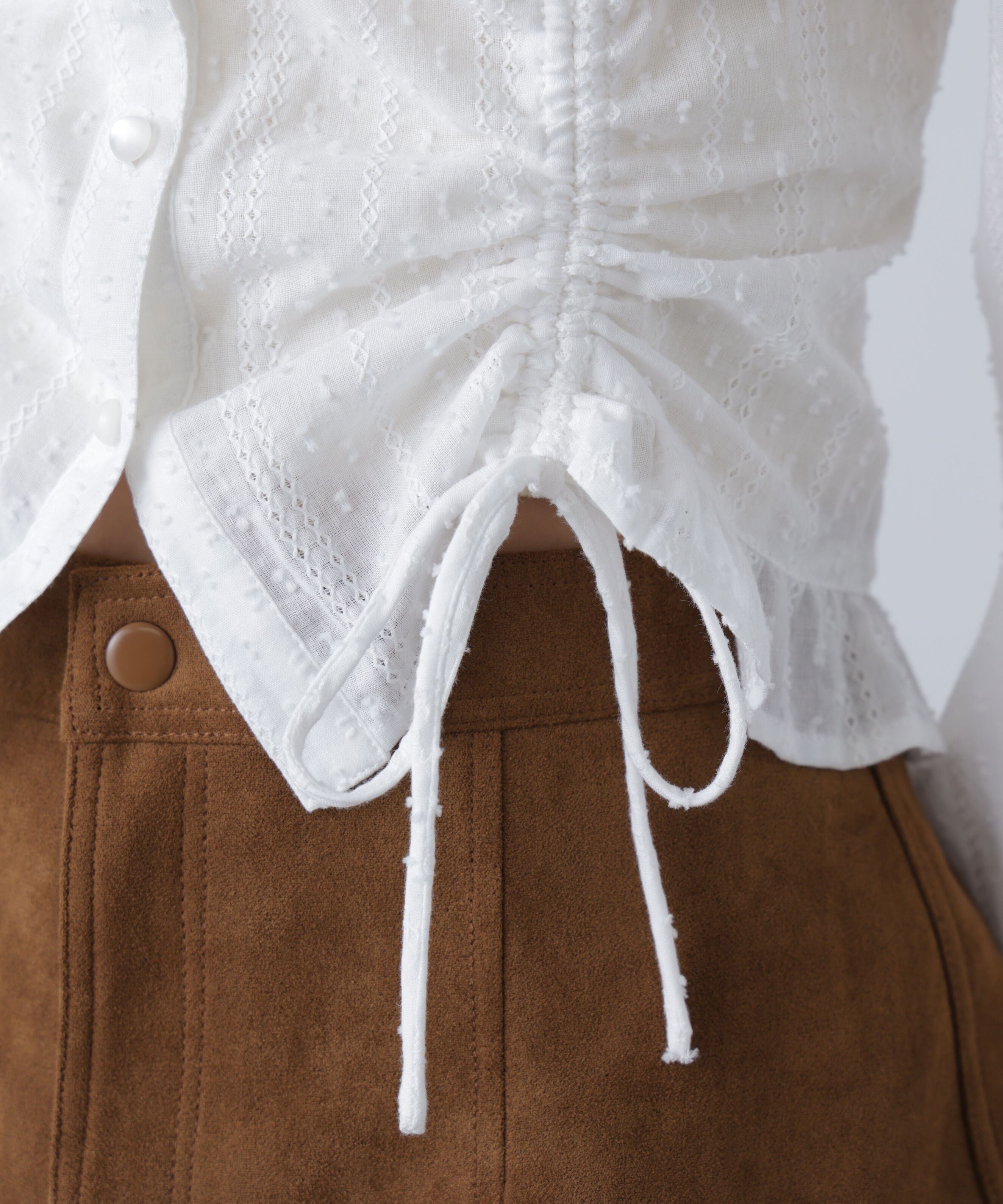  「ドロストリボン長袖ブラウス」|シャツ・ブラウス|