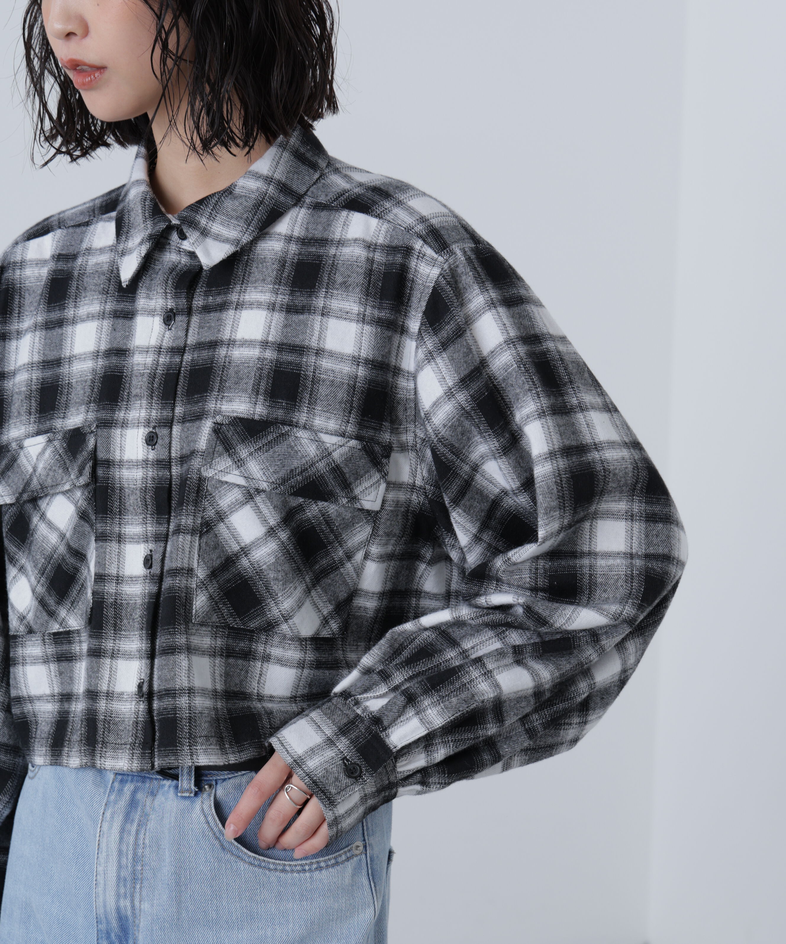  「ビッグポケットショート丈シャツ」|シャツ・ブラウス|