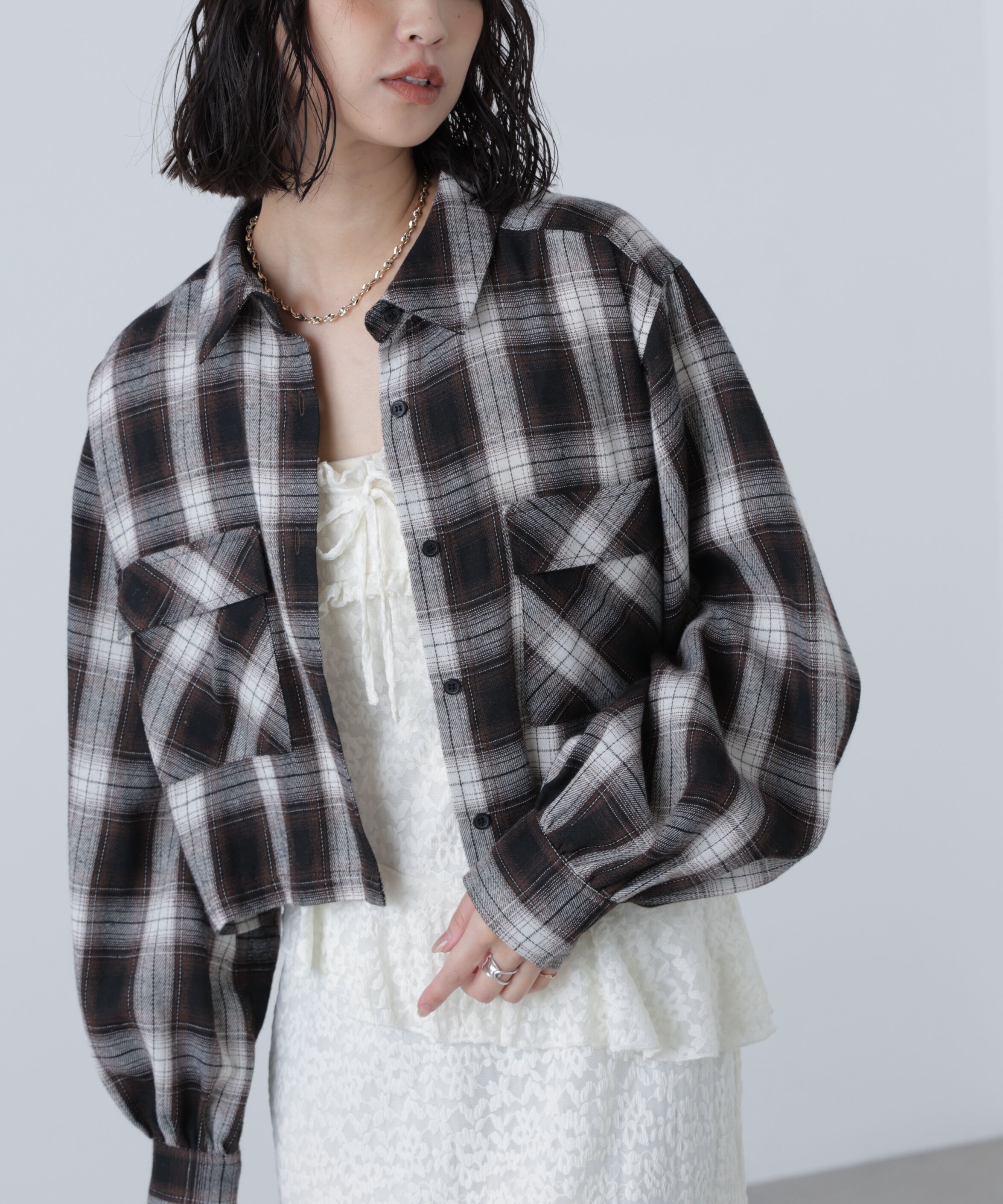  「ビッグポケットショート丈シャツ」|シャツ・ブラウス|