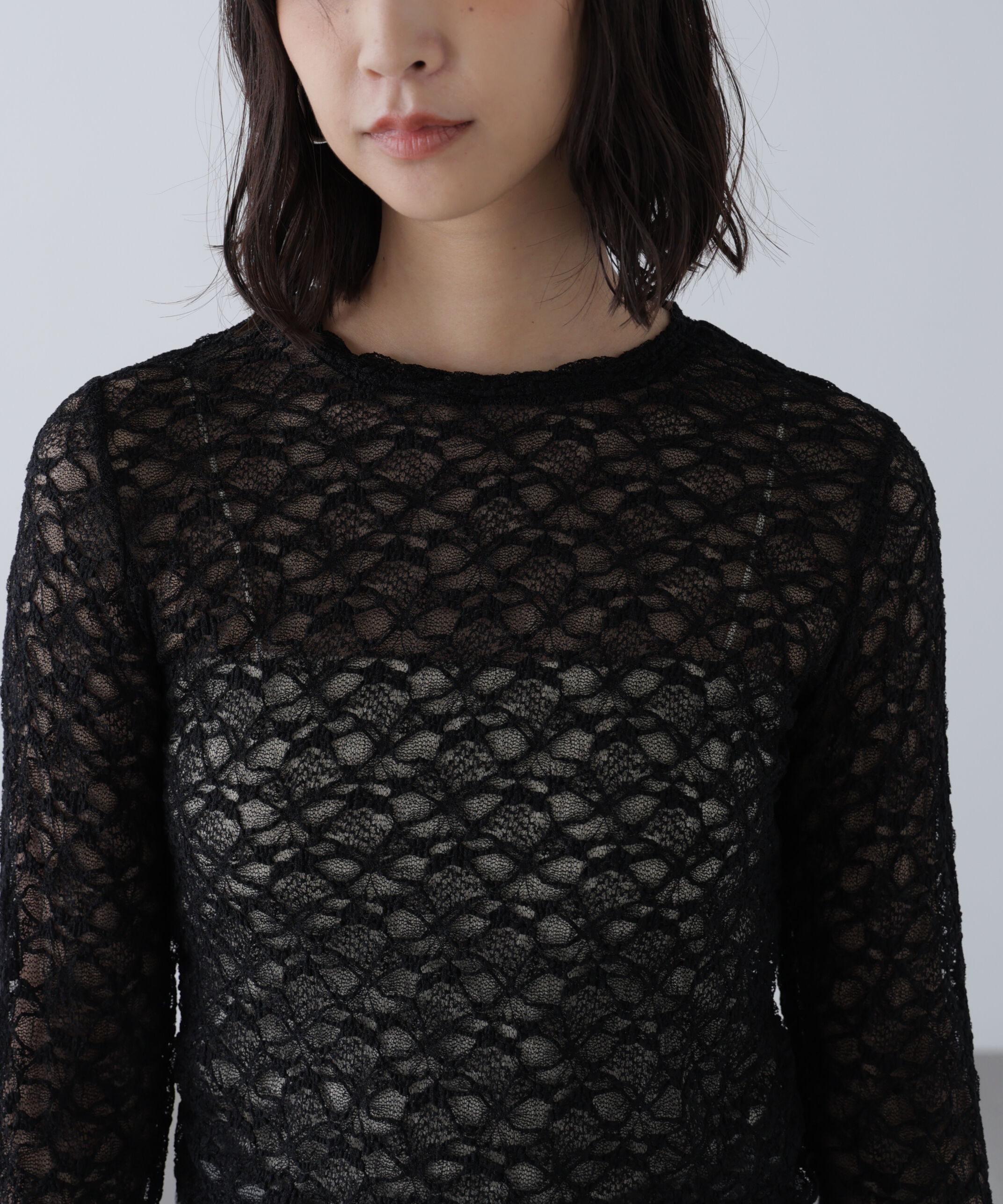  「ショート丈レーストップス」|Tシャツ・カットソー|