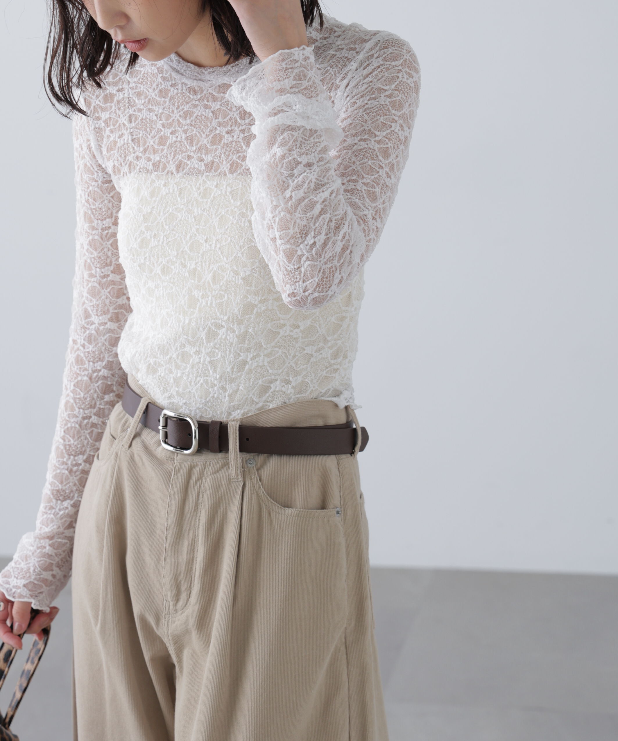  「ショート丈レーストップス」|Tシャツ・カットソー|