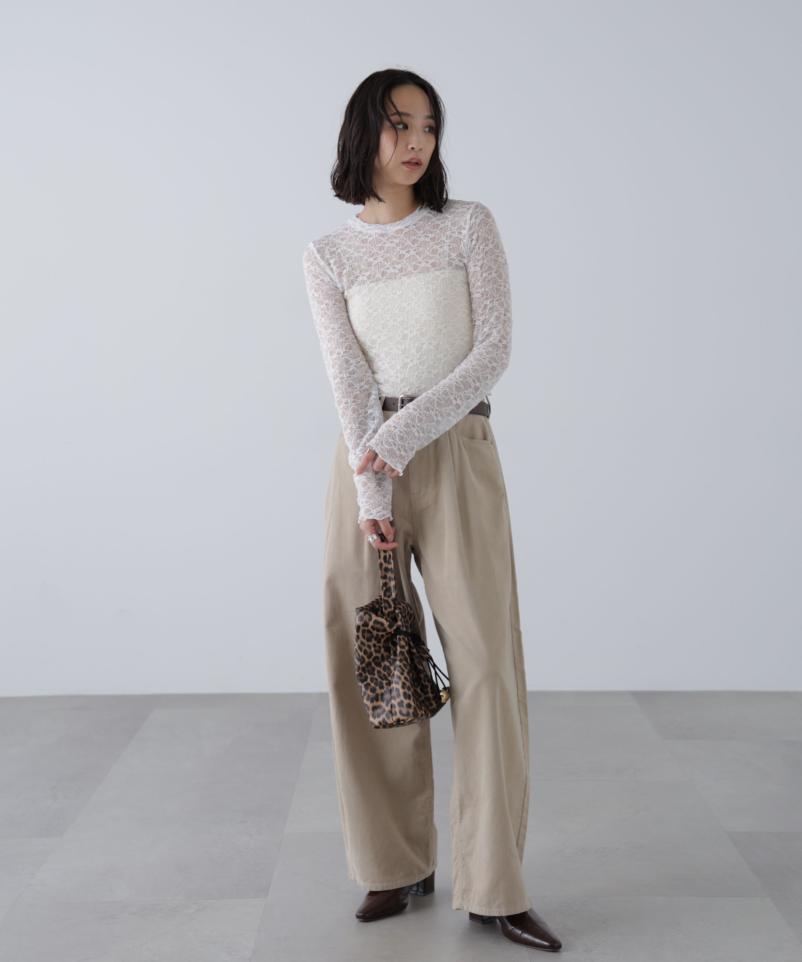  「ショート丈レーストップス」|Tシャツ・カットソー|