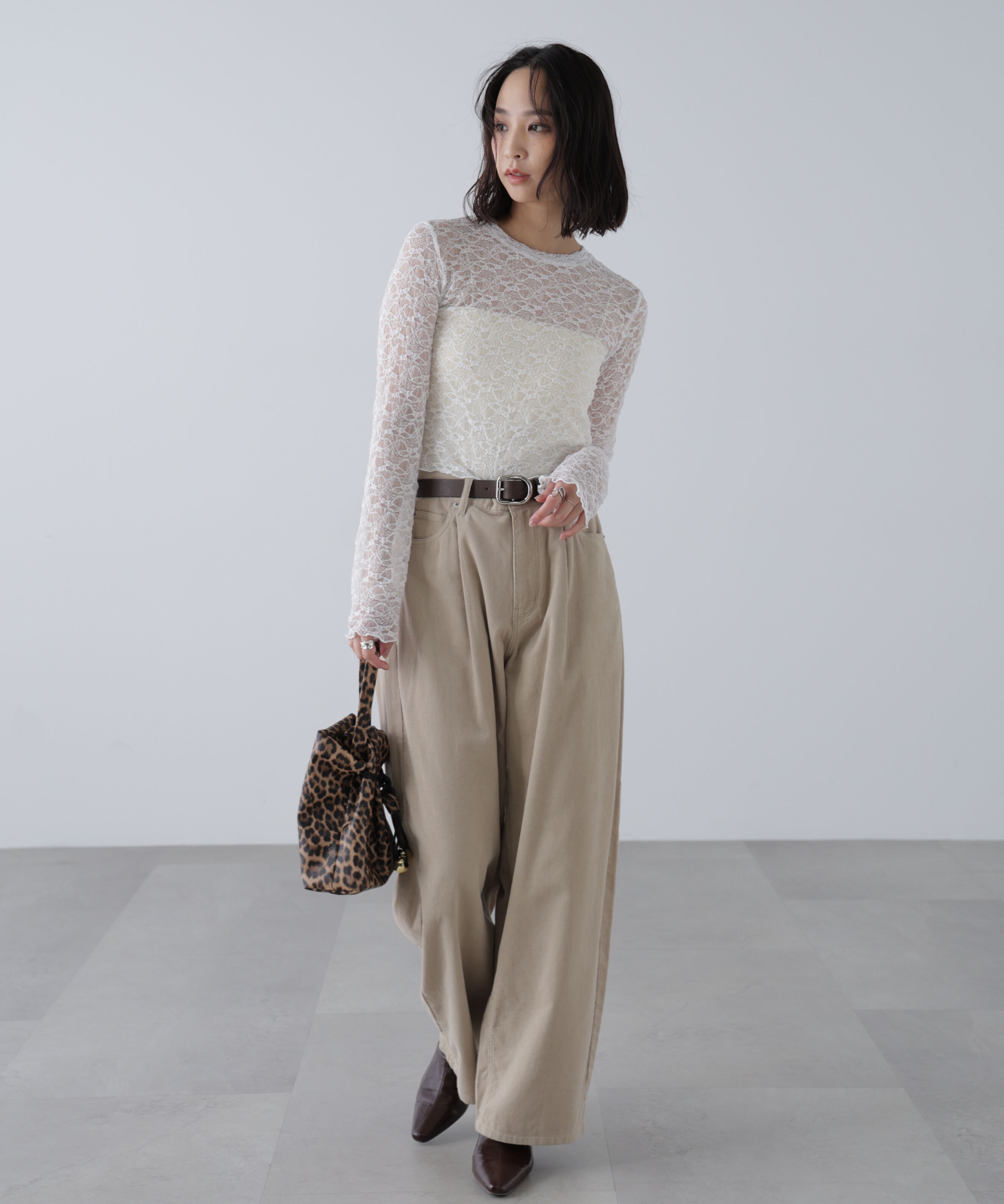  「ショート丈レーストップス」|Tシャツ・カットソー|