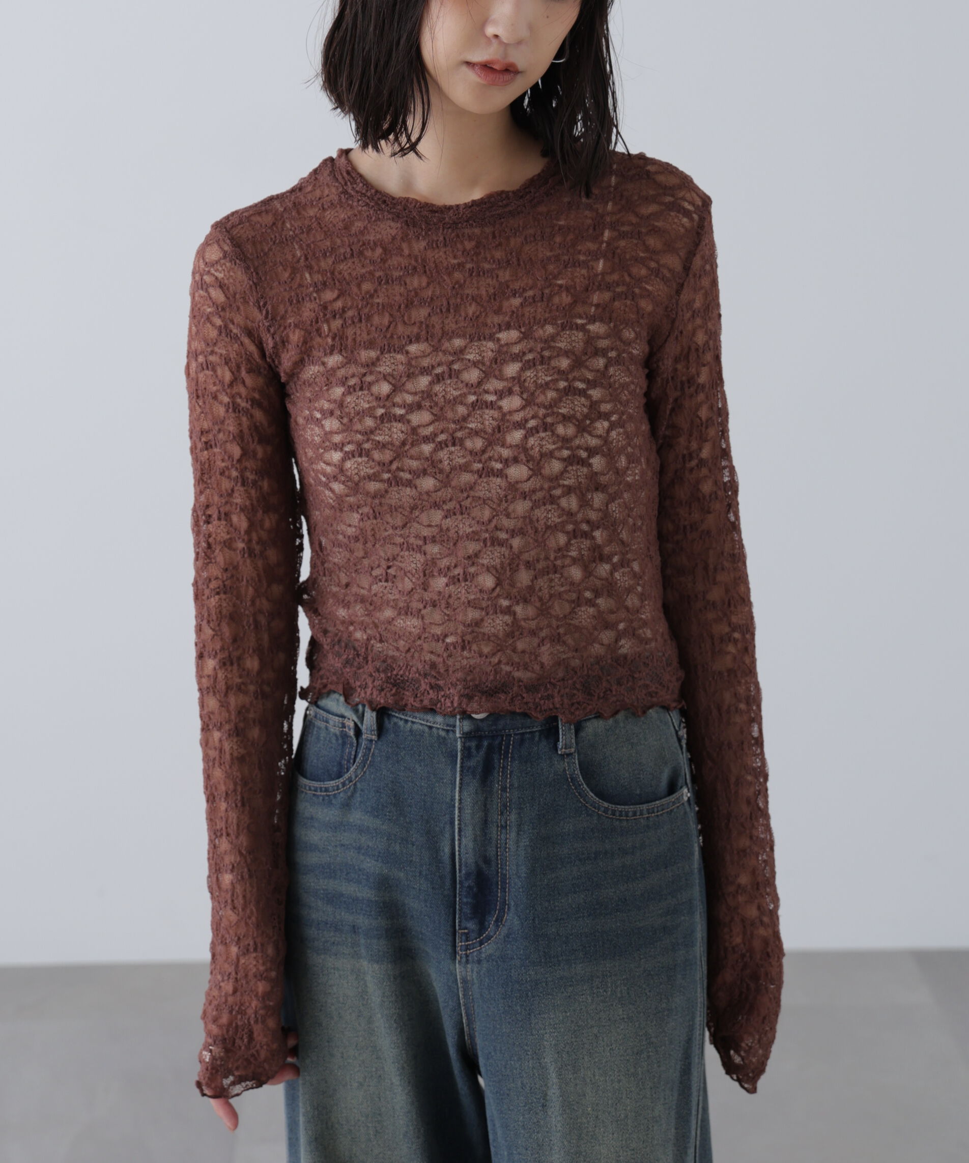  「ショート丈レーストップス」|Tシャツ・カットソー|