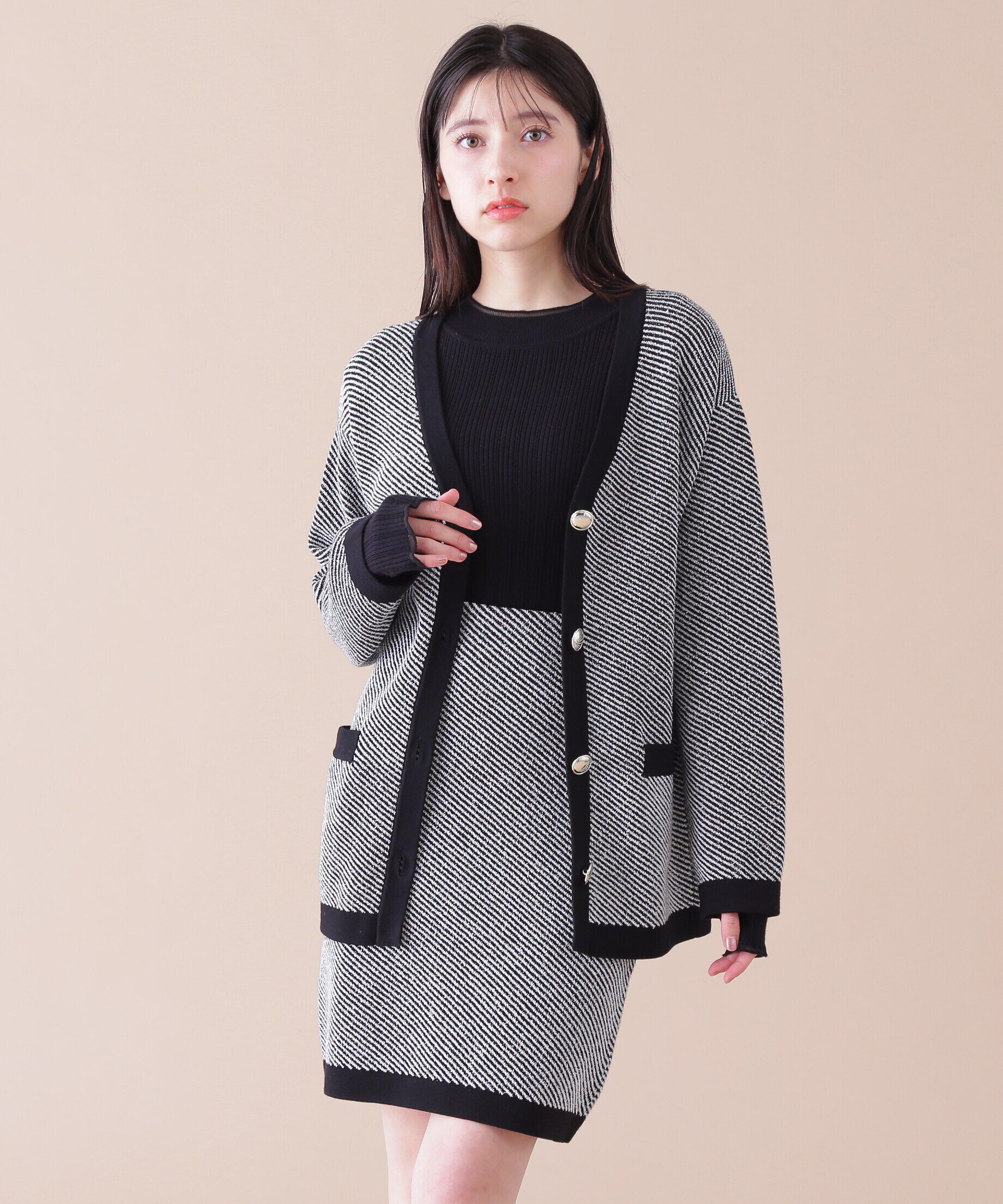  「◆ロングカーデ&times;ミニスカート　セットアップ」|ワンピース|