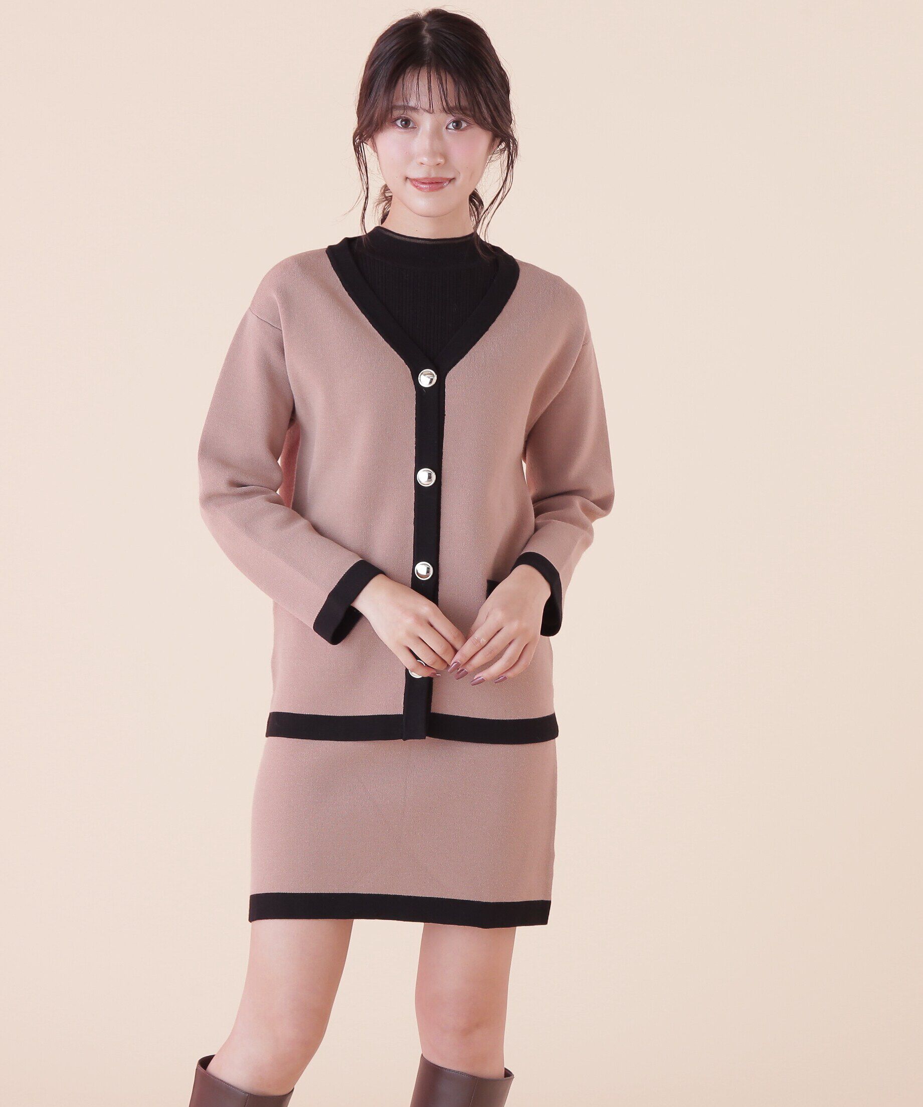  「◆ロングカーデ&times;ミニスカート　セットアップ」|ワンピース|