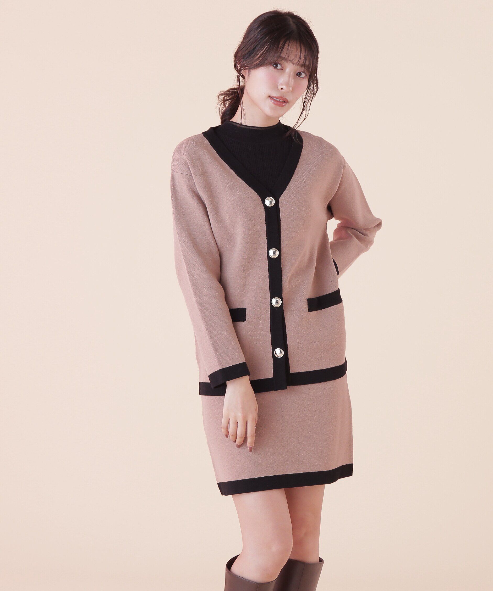  「◆ロングカーデ&times;ミニスカート　セットアップ」|ワンピース|