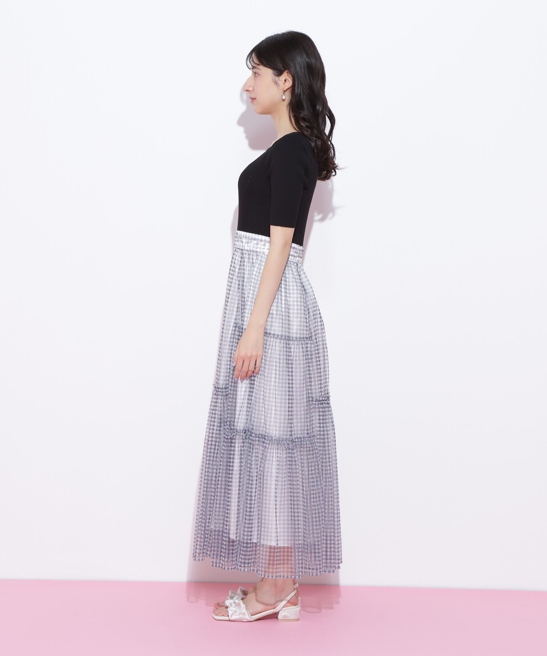  「ニット&times;シアースカートドッキングワンピース」|ワンピース|