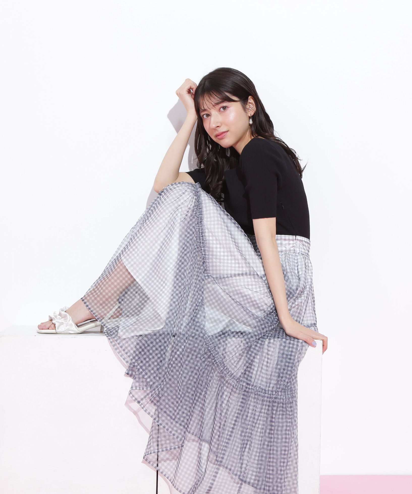  「ニット&times;シアースカートドッキングワンピース」|ワンピース|