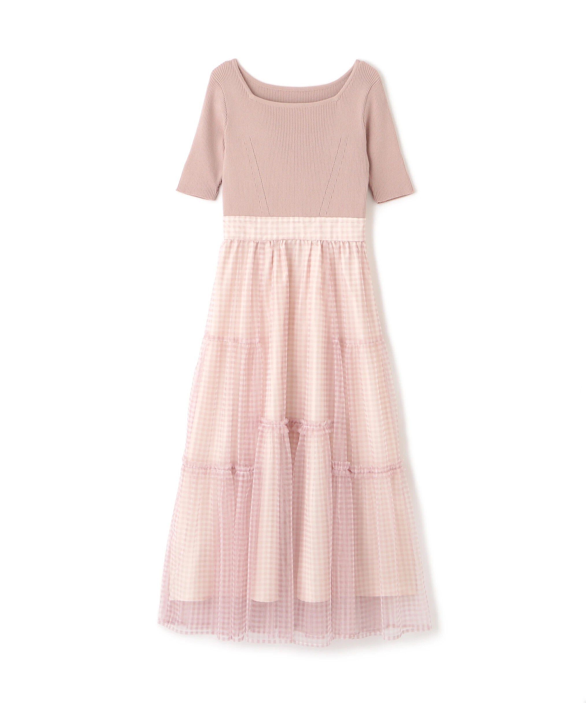  「ニット&times;シアースカートドッキングワンピース」|ワンピース|