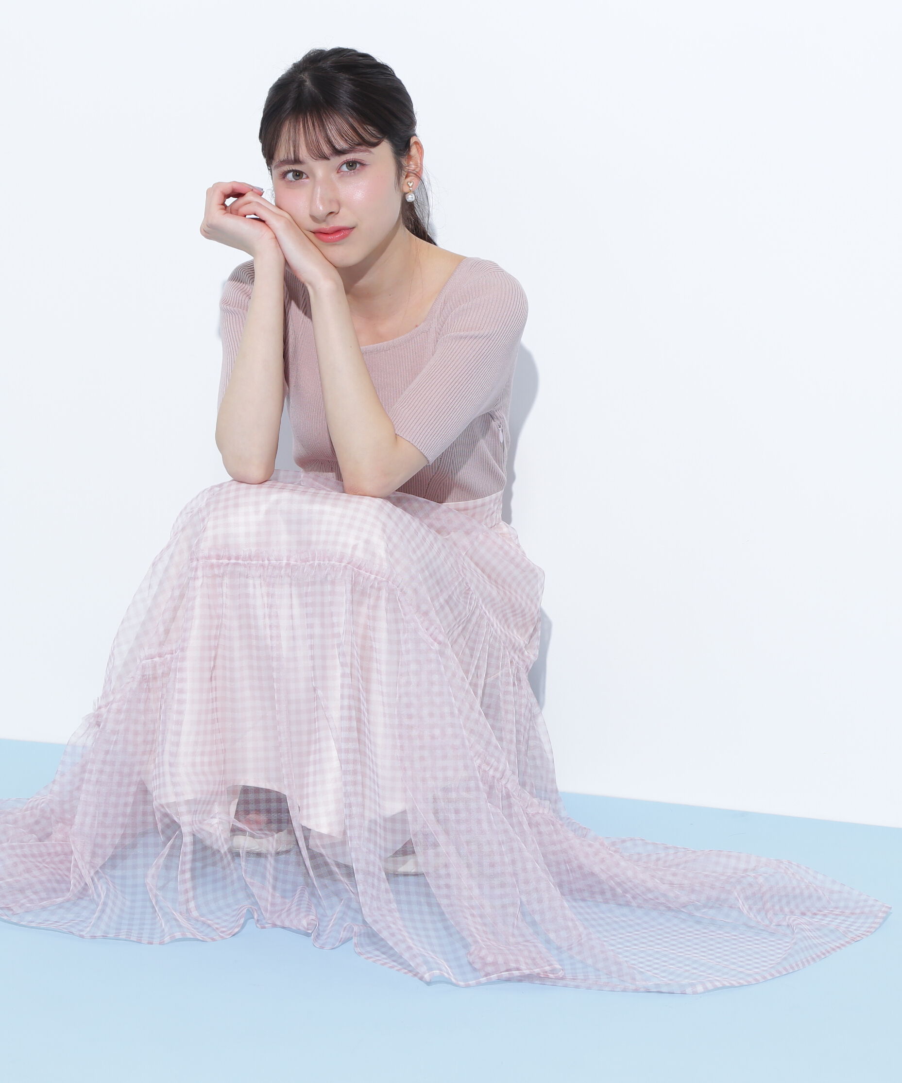  「ニット&times;シアースカートドッキングワンピース」|ワンピース|