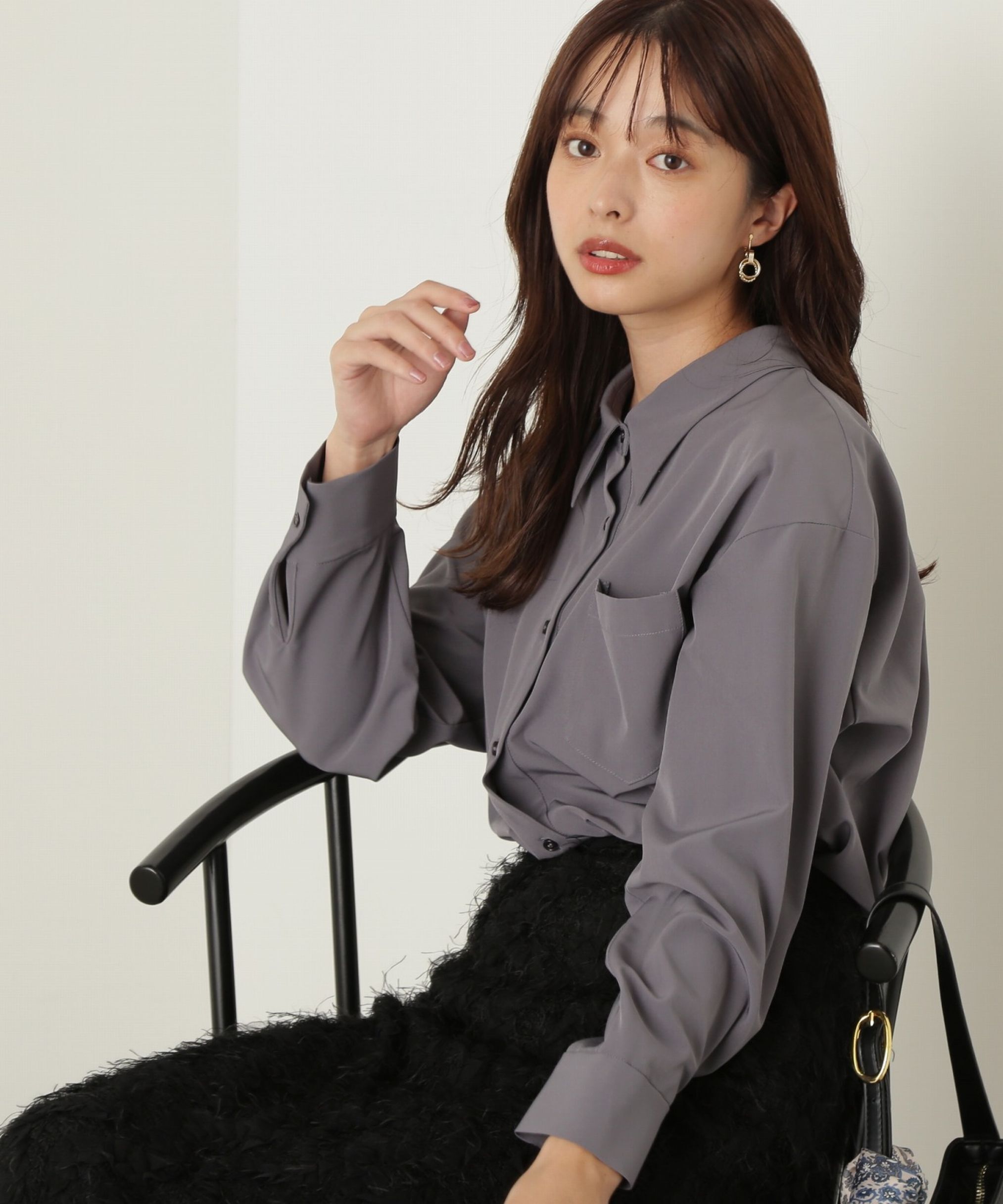 PROPORTION BODY DRESSING「ルーズシャツ　24AW」|シャツ・ブラウス|チャコール2