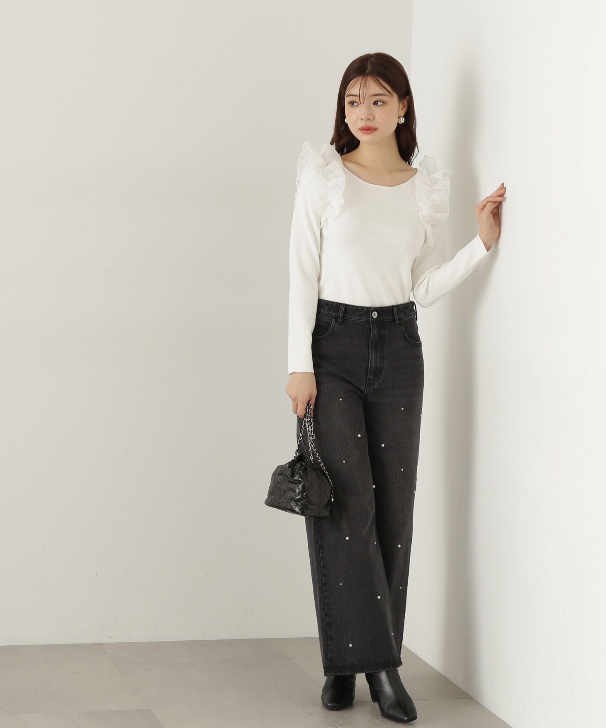 PROPORTION BODY DRESSING「肩フリルリブニット　24AW」|ニット・セーター|