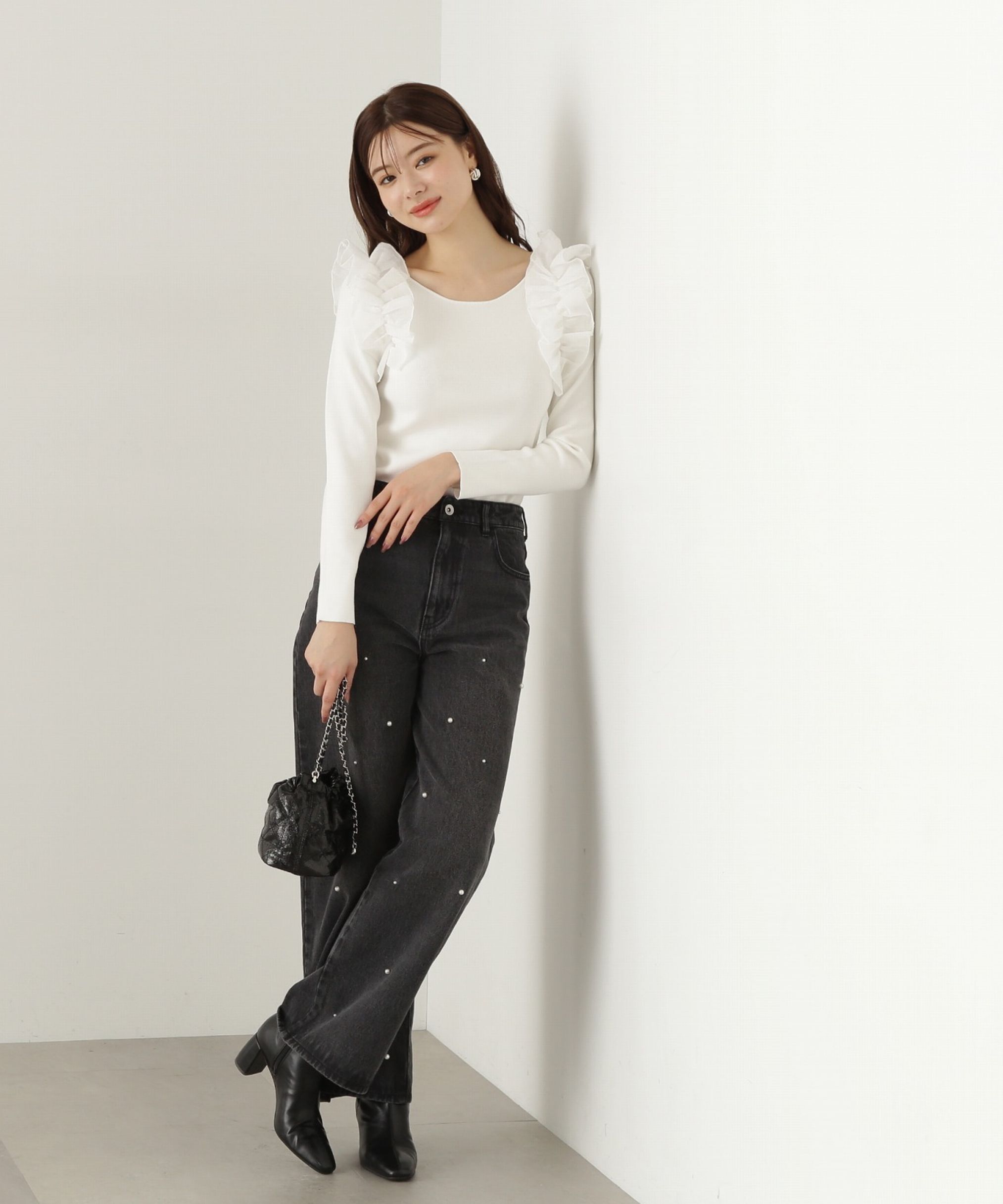 PROPORTION BODY DRESSING「肩フリルリブニット　24AW」|ニット・セーター|