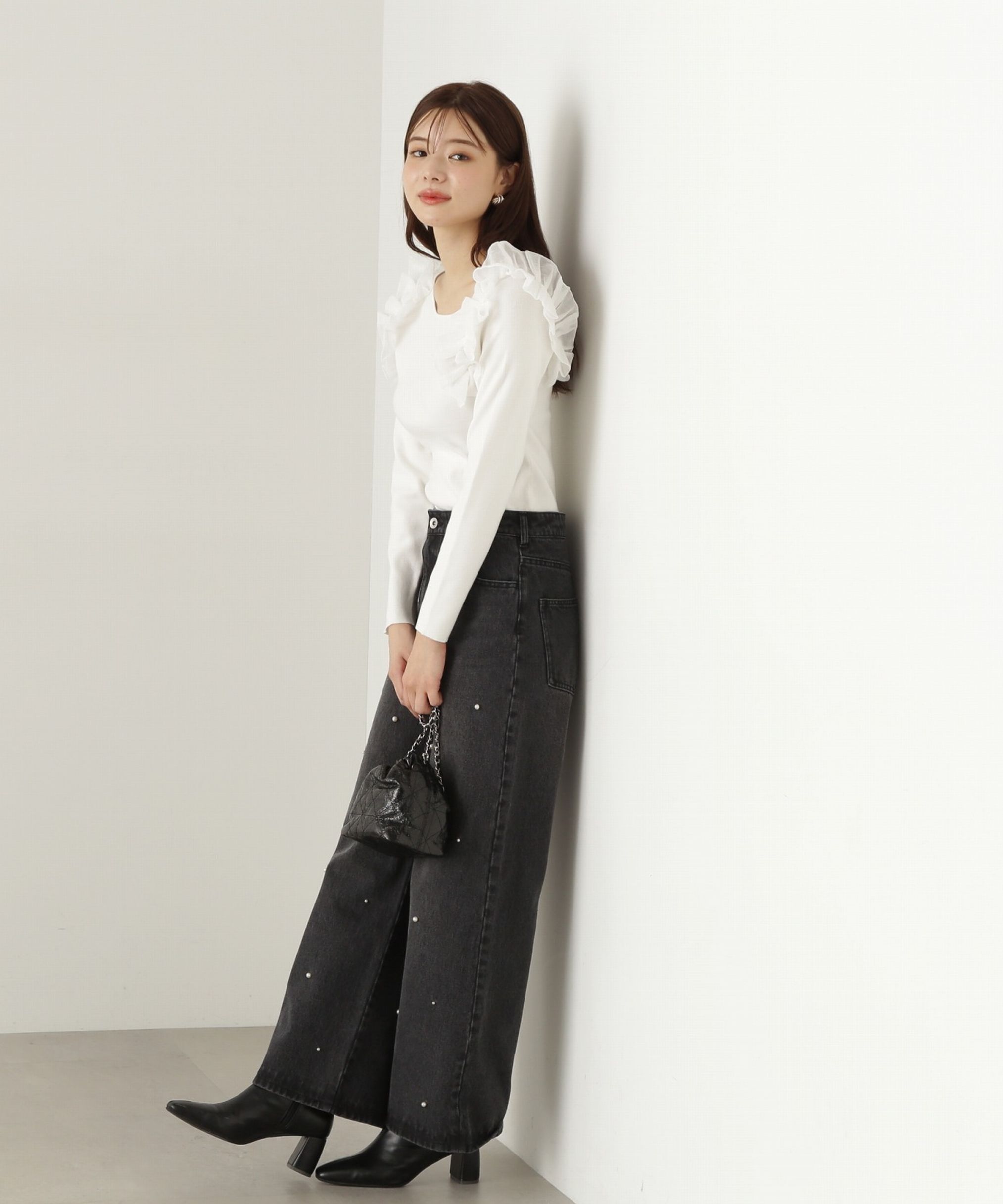 PROPORTION BODY DRESSING「肩フリルリブニット　24AW」|ニット・セーター|