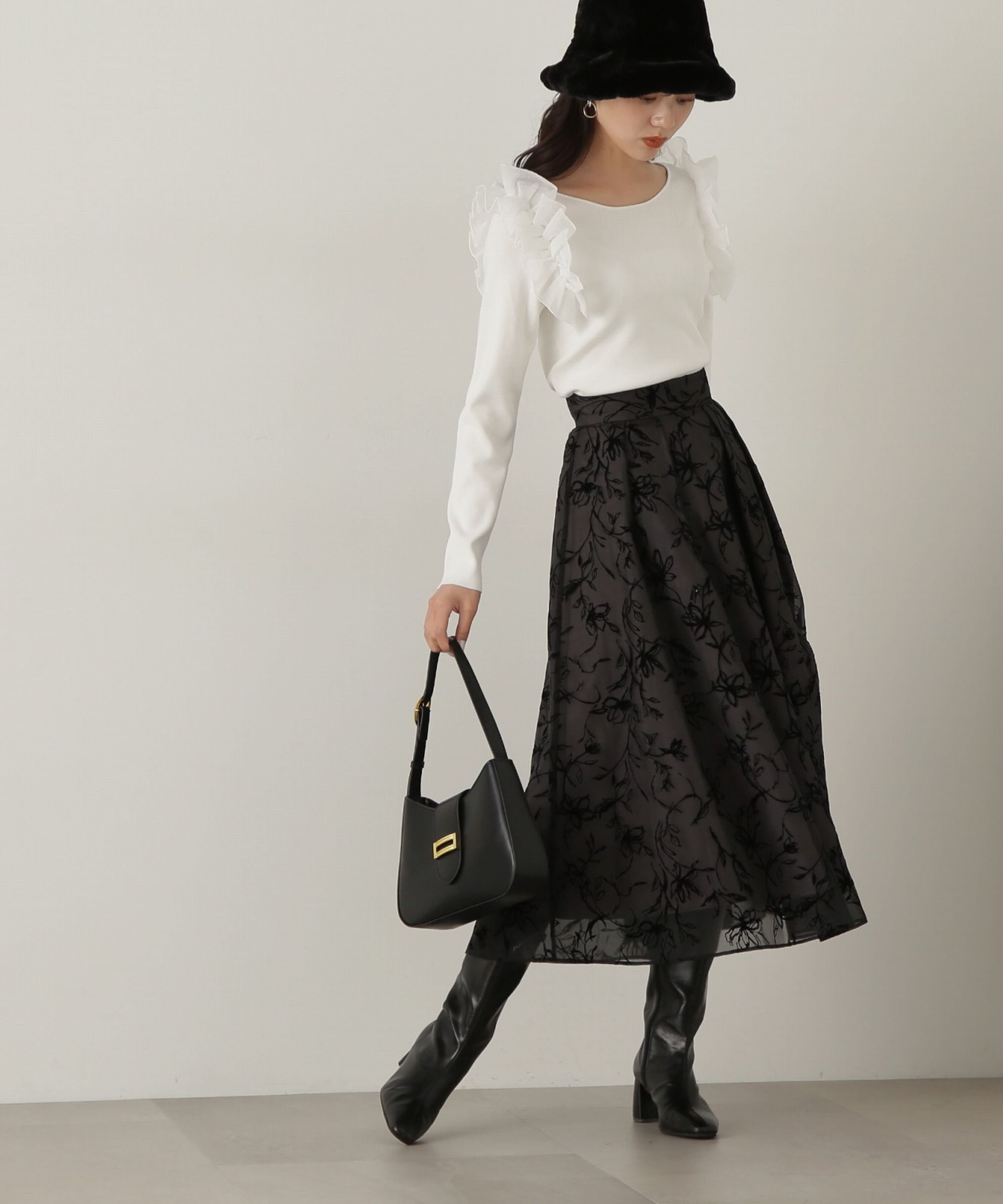 PROPORTION BODY DRESSING「肩フリルリブニット　24AW」|ニット・セーター|