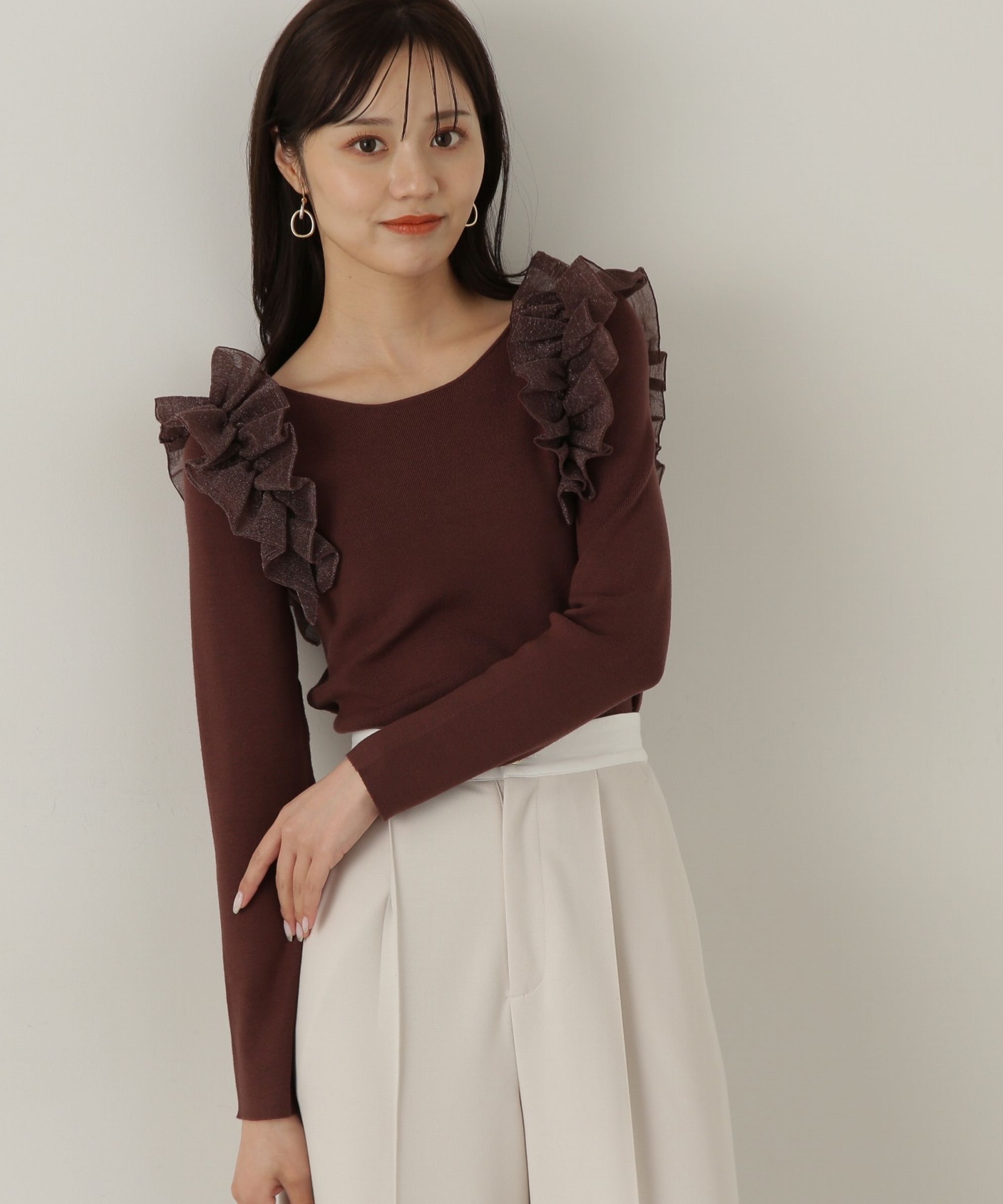 PROPORTION BODY DRESSING「肩フリルリブニット　24AW」|ニット・セーター|