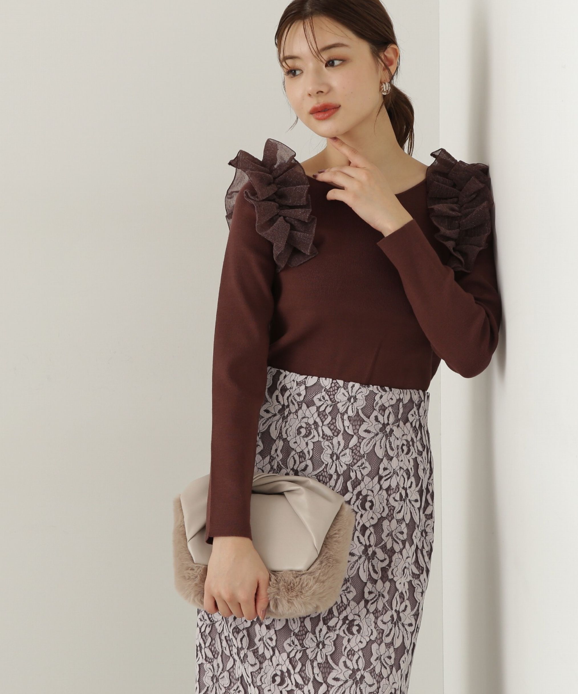 PROPORTION BODY DRESSING「肩フリルリブニット　24AW」|ニット・セーター|