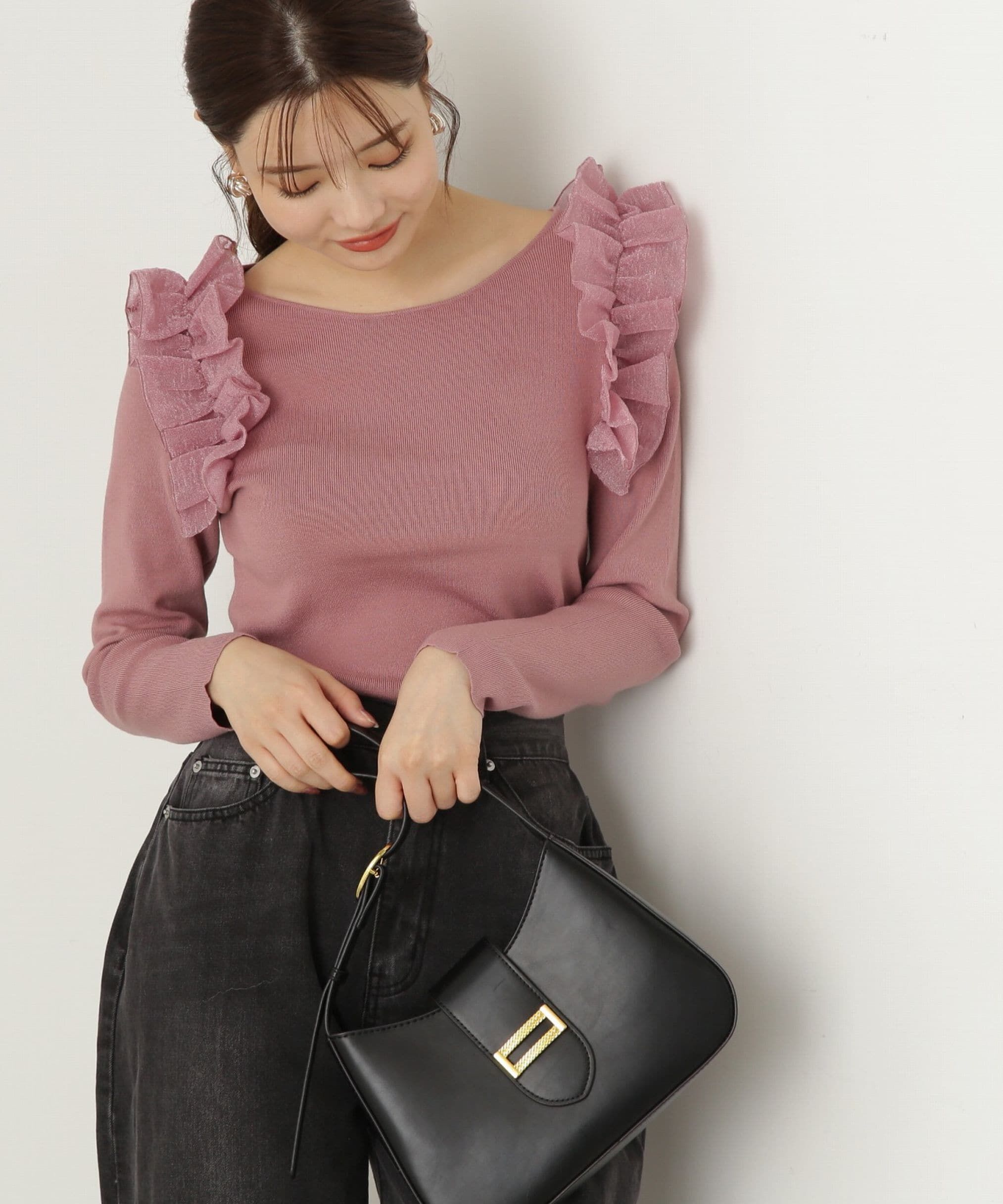 PROPORTION BODY DRESSING「肩フリルリブニット　24AW」|ニット・セーター|