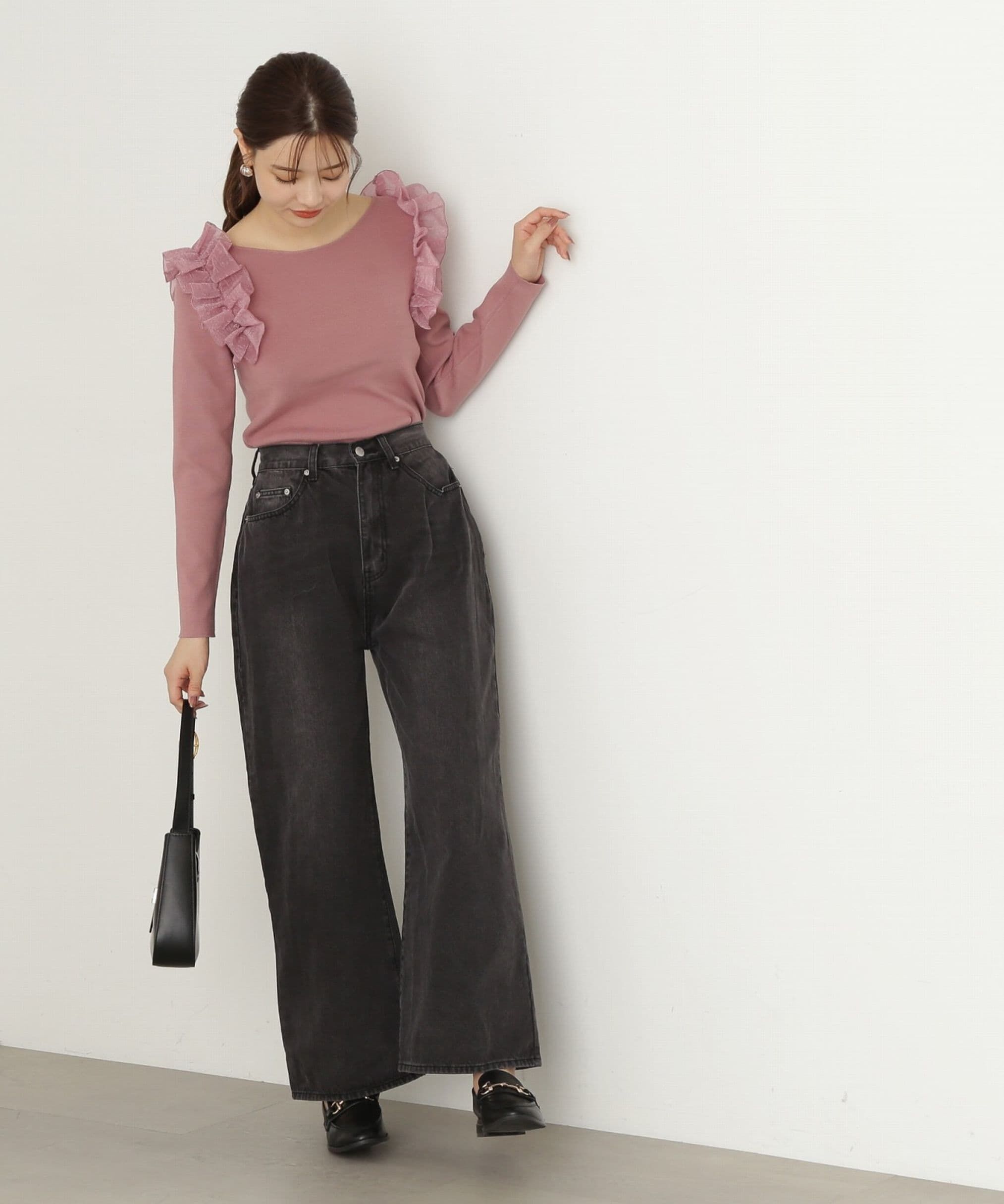 PROPORTION BODY DRESSING「肩フリルリブニット　24AW」|ニット・セーター|