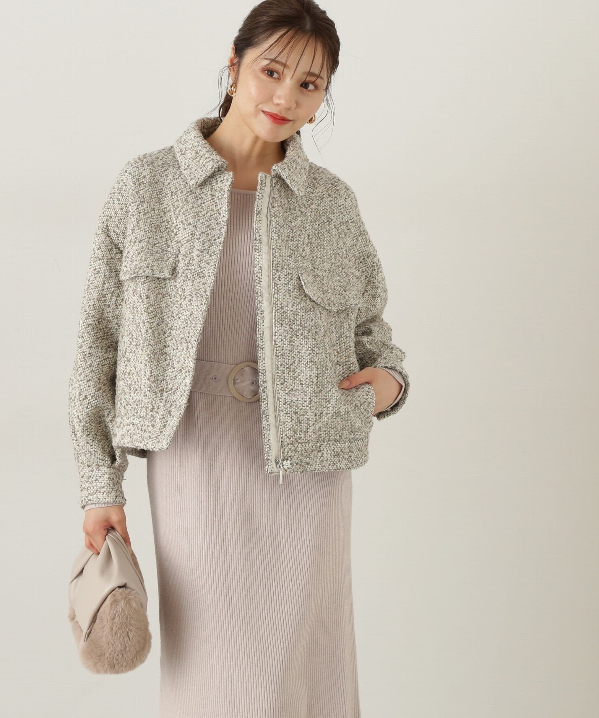 PROPORTION BODY DRESSING「MIXツイードブルゾン　24AW」|ブルゾン・スタジャン|