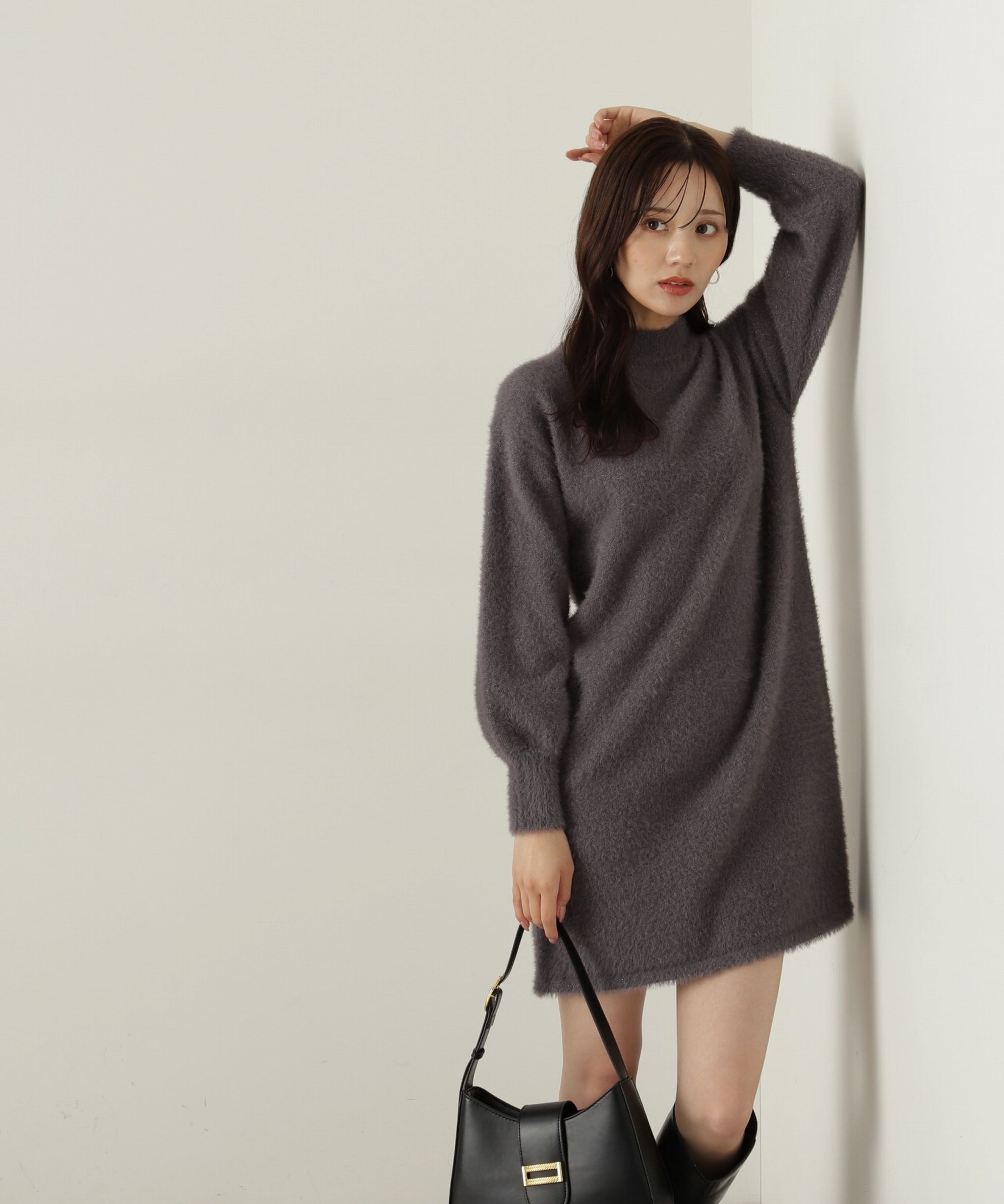 PROPORTION BODY DRESSING「ラメフェザーミニワンピース」|ワンピース|チャコール2