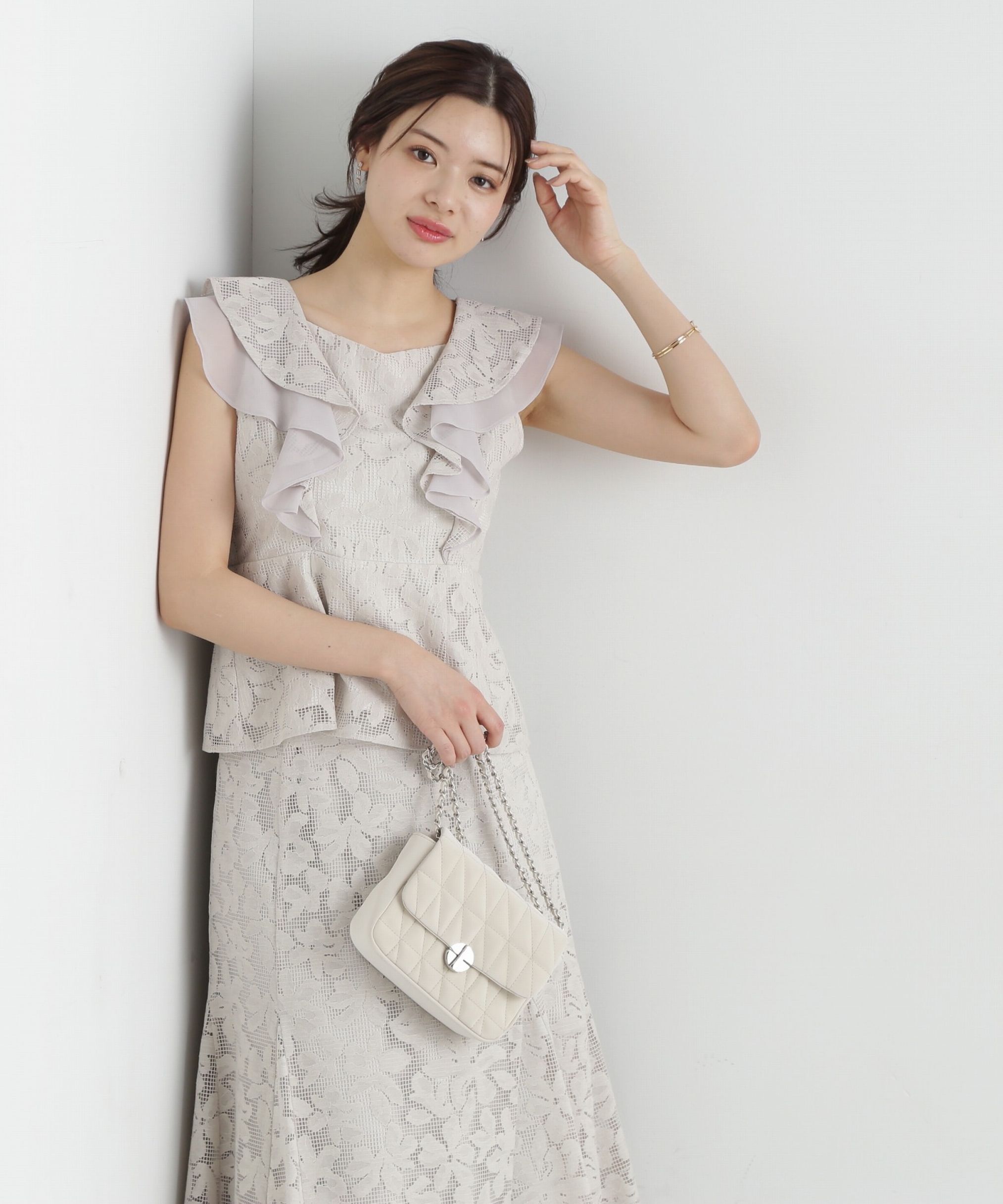 PROPORTION BODY DRESSING「メッシュレースペプラムブラウス」|シャツ・ブラウス|