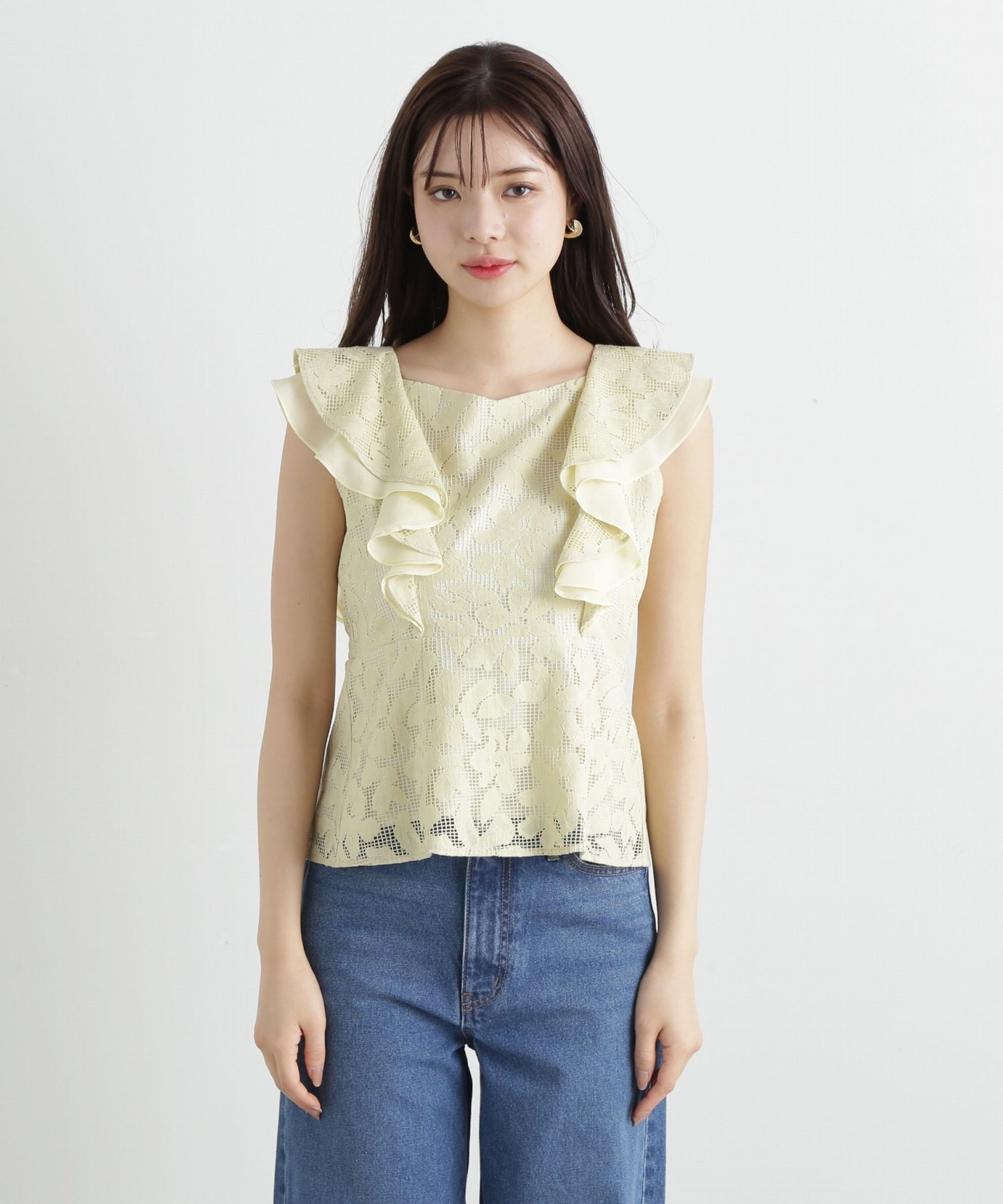 PROPORTION BODY DRESSING「メッシュレースペプラムブラウス」|シャツ・ブラウス|