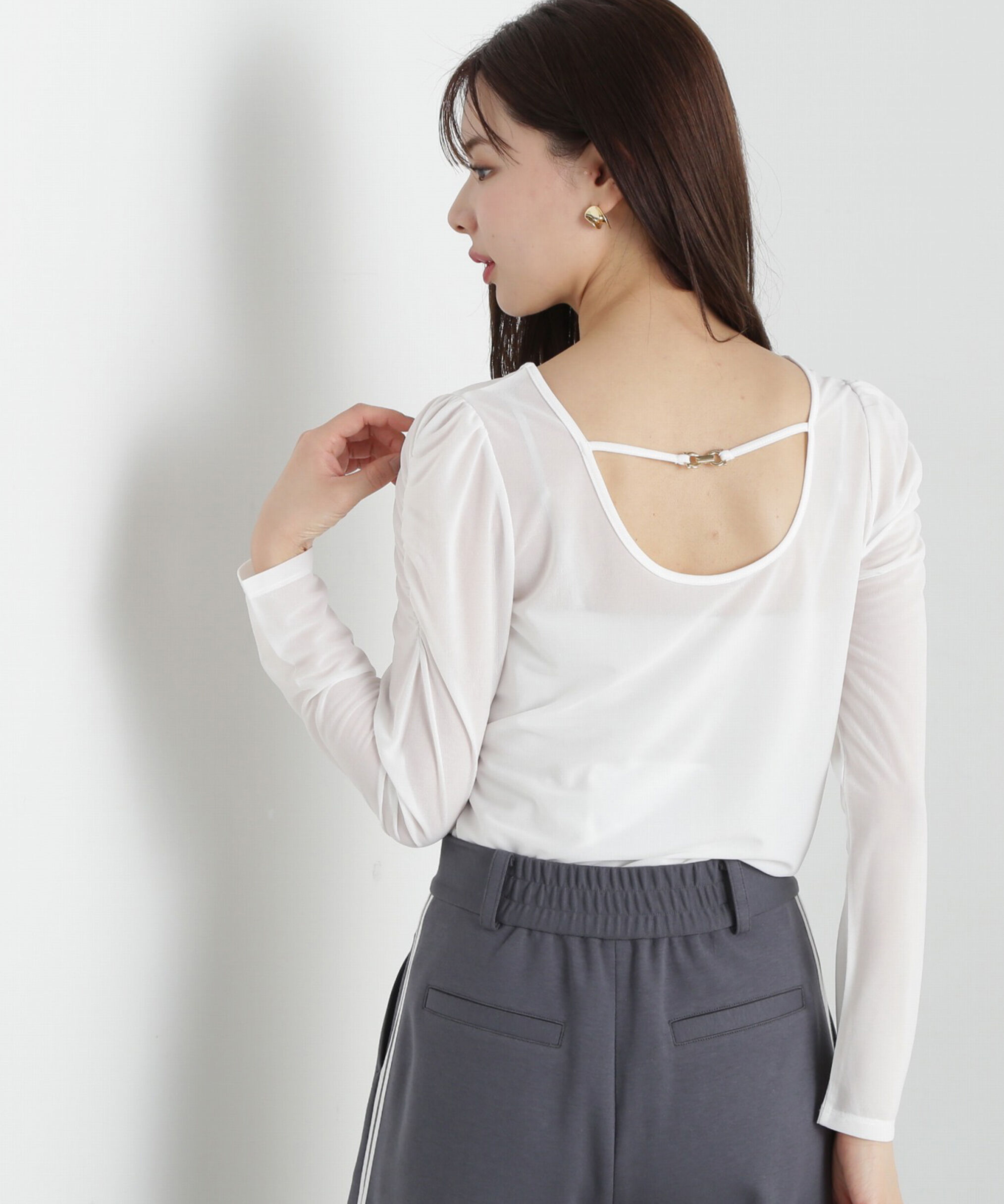 PROPORTION BODY DRESSING「ビット付シアーカットソー」|Tシャツ・カットソー|ホワイト