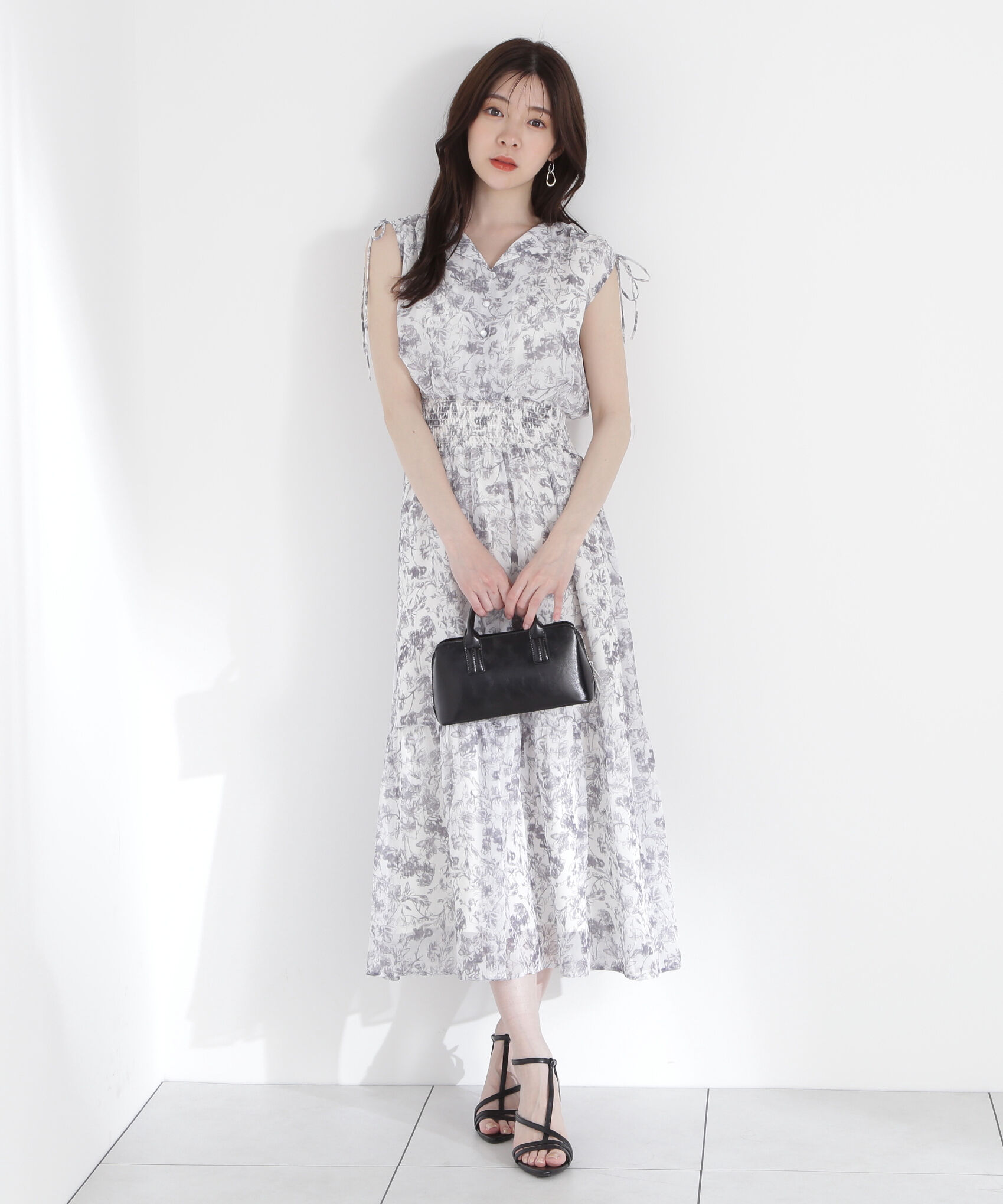 PROPORTION BODY DRESSING「花柄楊柳ワンピース」|ワンピース|ホワイト&times;ブラ