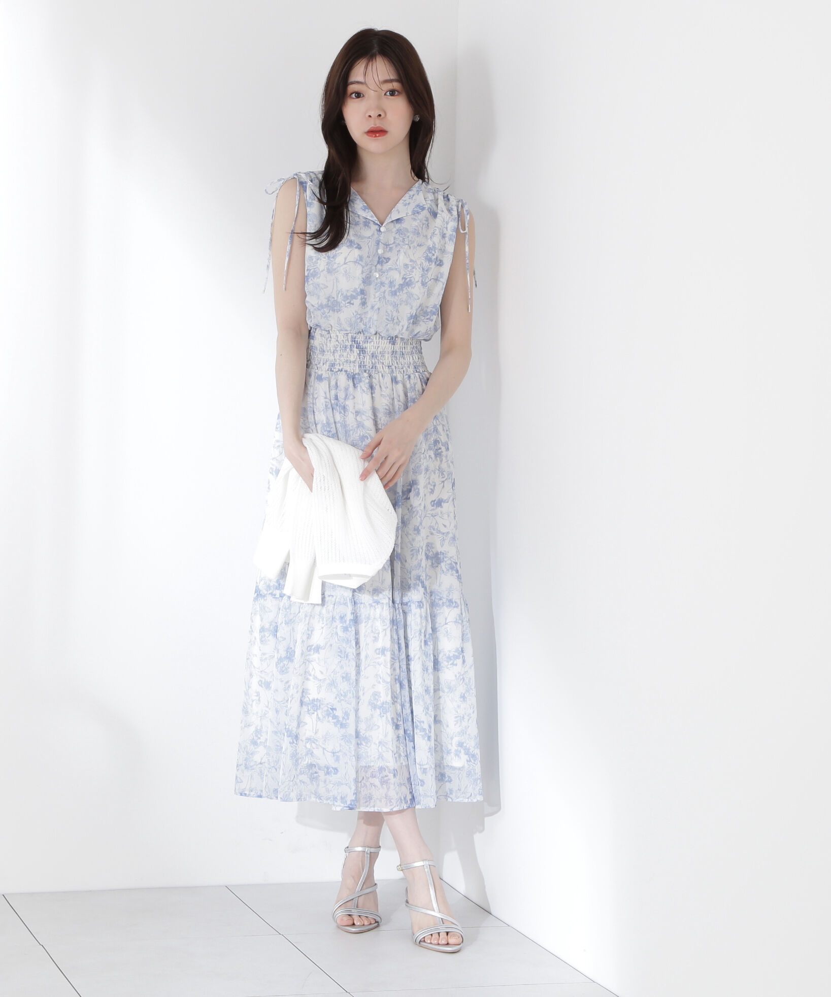 PROPORTION BODY DRESSING「花柄楊柳ワンピース」|ワンピース|ホワイト&times;ブル