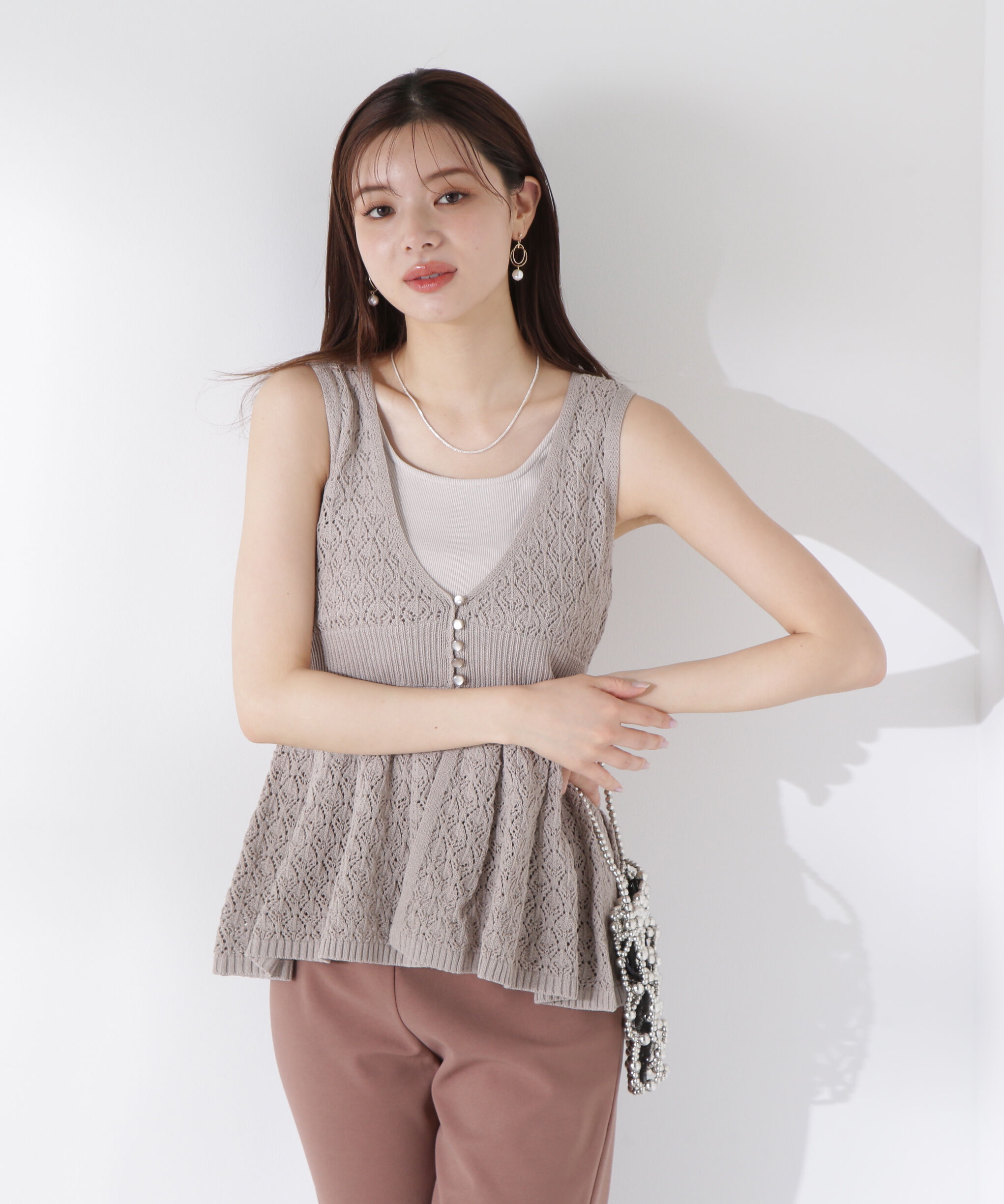 PROPORTION BODY DRESSING「《EDIT COLOGNE》透かし編みペプラム SET UP」|ニット・セーター|