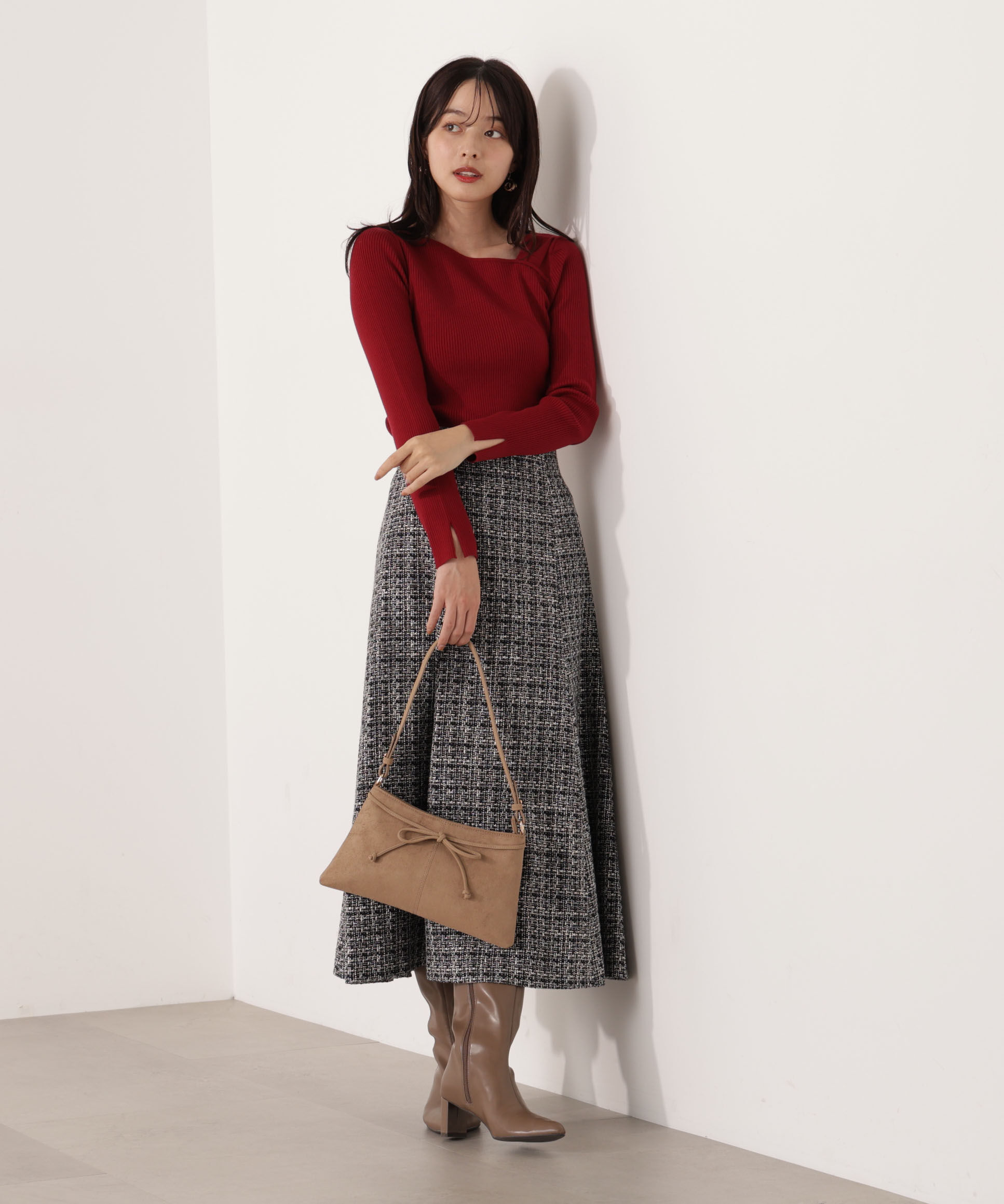 PROPORTION BODY DRESSING「ミックスツイードフレアスカート 25AW」|スカート|ブラックミッ 1