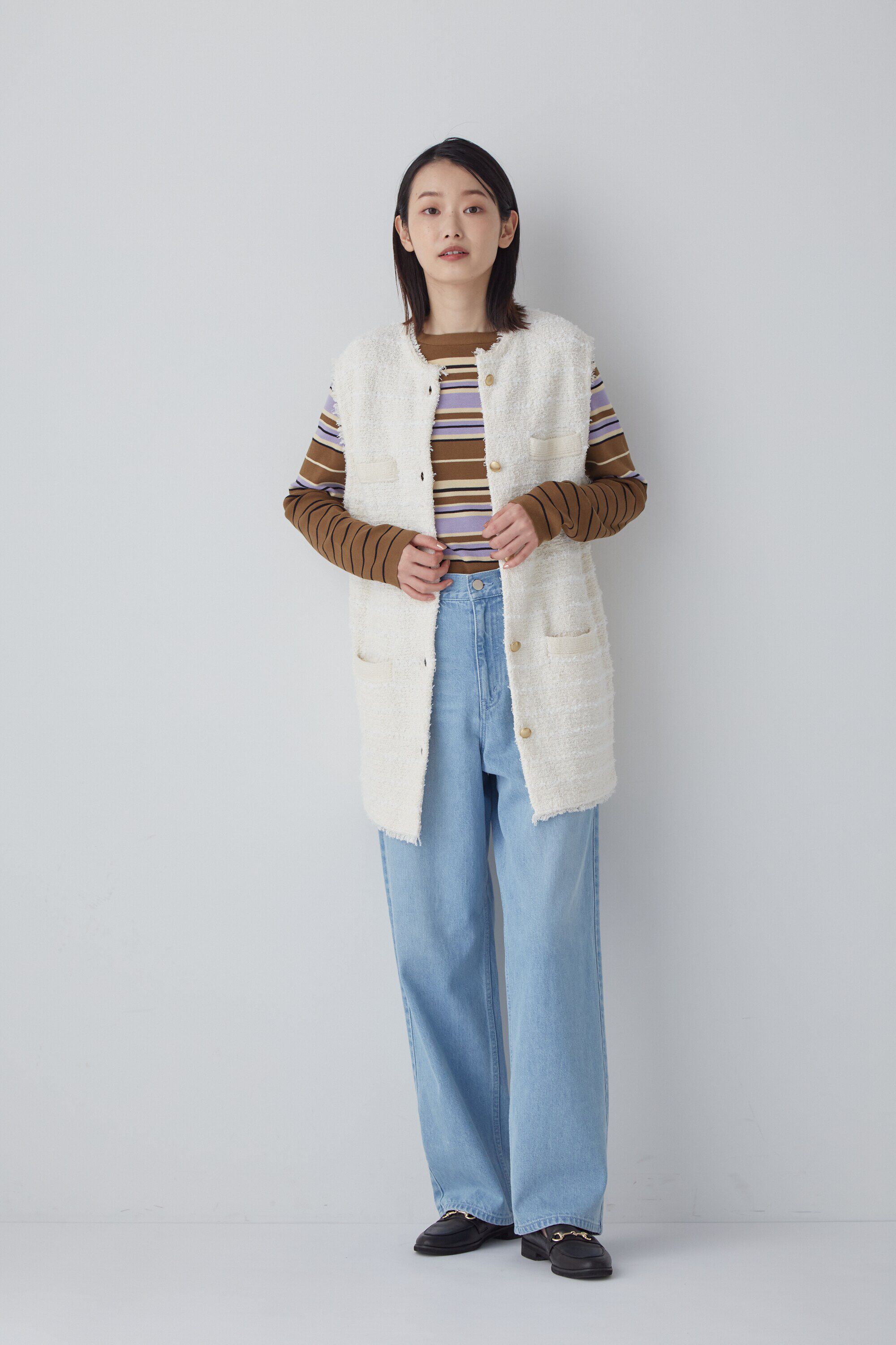  「◆ミックスツイードニットジレ」|ニット・セーター|