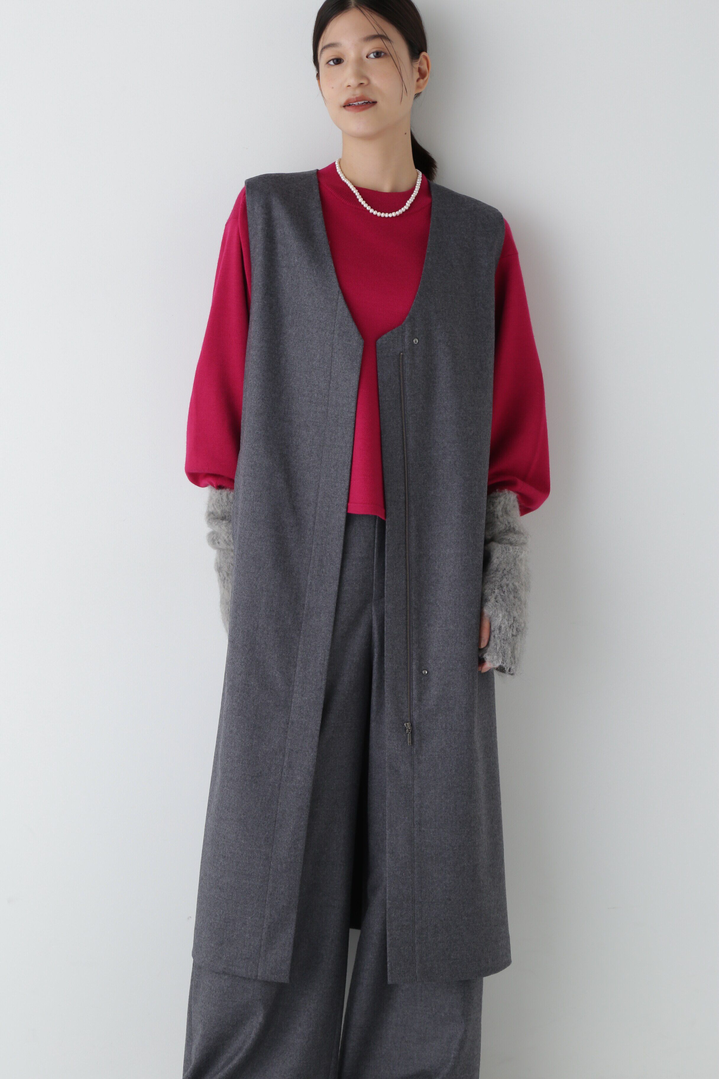  「◆ライトフラノジップジレ」|ワンピース|チャコール1