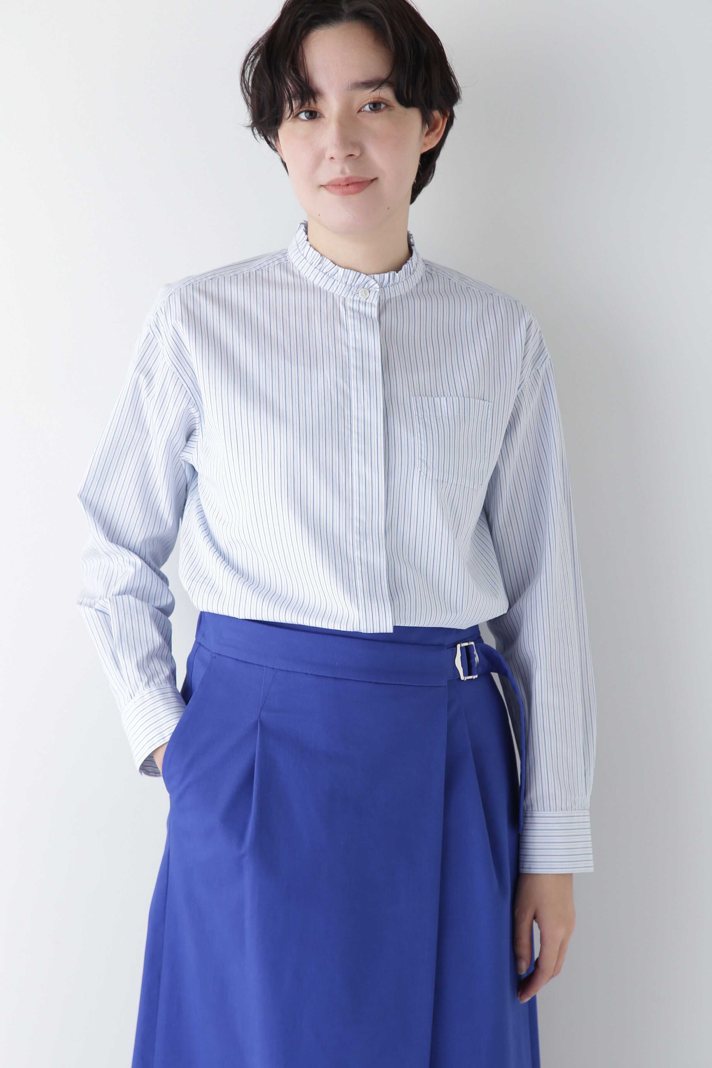  「◆スタンドフリルドビーブラウス」|シャツ・ブラウス|ブルー3