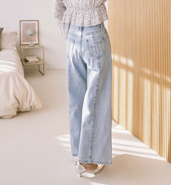 archives「リボン刺繍ワイドデニム／」|デニム|