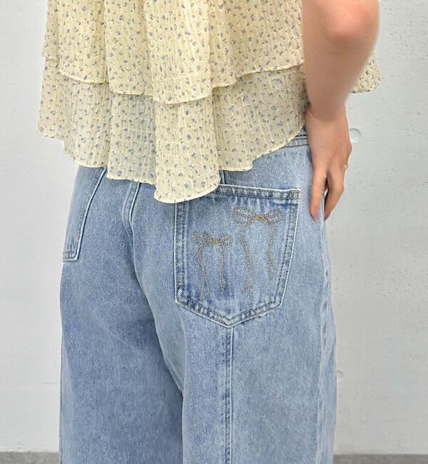 archives「リボン刺繍ワイドデニム／」|デニム|