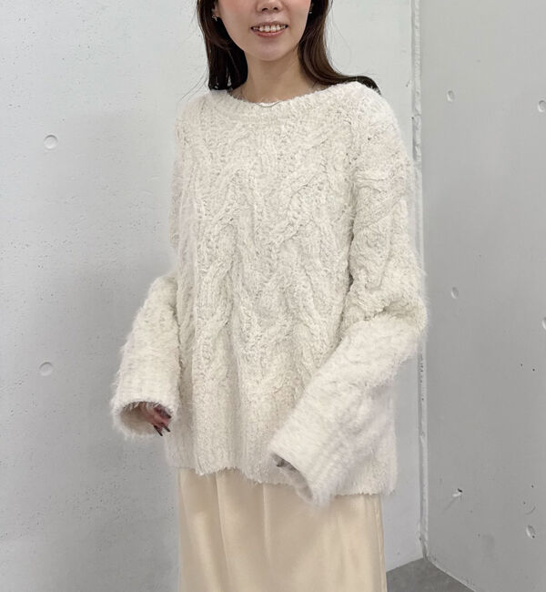 archives「フェザーモールケーブルニットプルオーバー」|ニット・セーター|IVORY