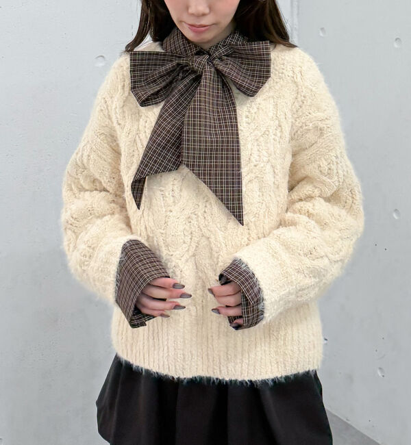 archives「フェザーモールケーブルニットプルオーバー」|ニット・セーター|BEIGE