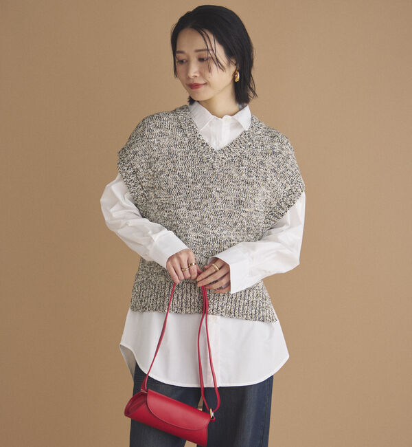 Doux archives「ＭＩＸヤーンＶネックベスト」|ニット・セーター|BLACK