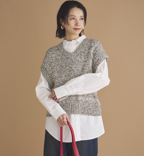 Doux archives「ＭＩＸヤーンＶネックベスト」|ニット・セーター|