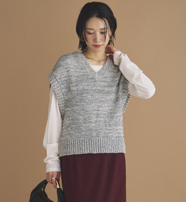 Doux archives「ＭＩＸヤーンＶネックベスト」|ニット・セーター|