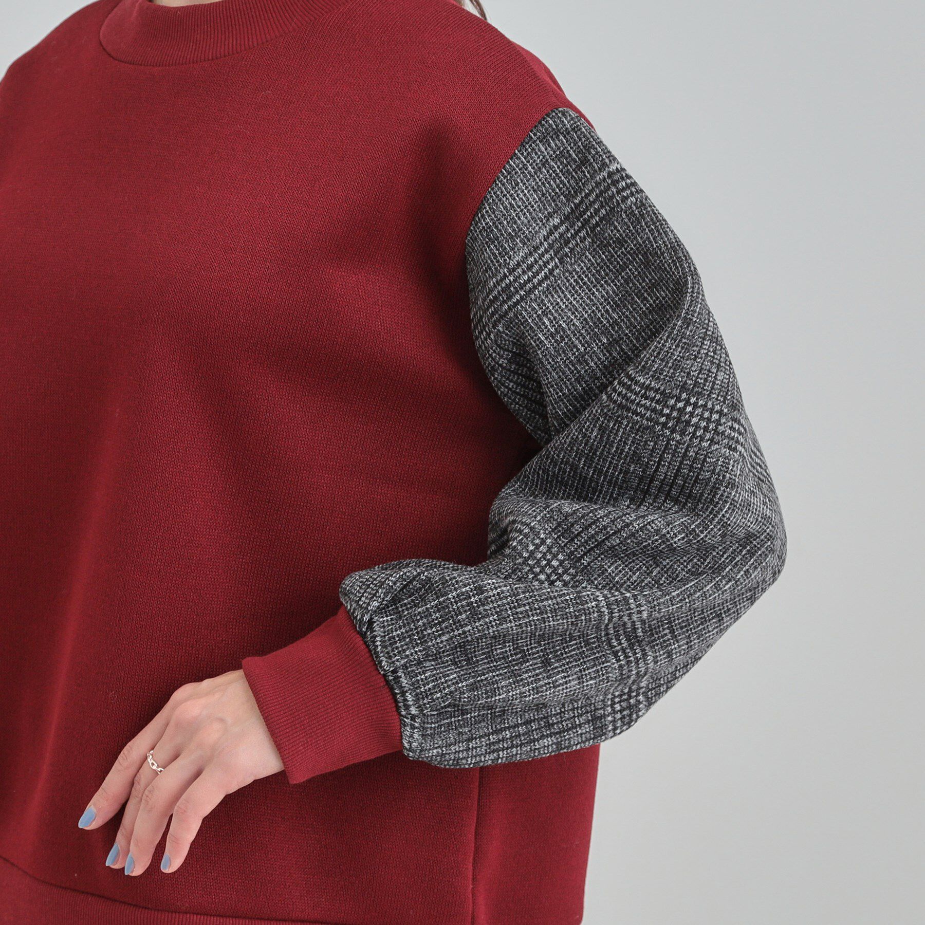 SHOO･LA･RUE「【あったか】裏起毛袖チェックトップス」|パーカー|