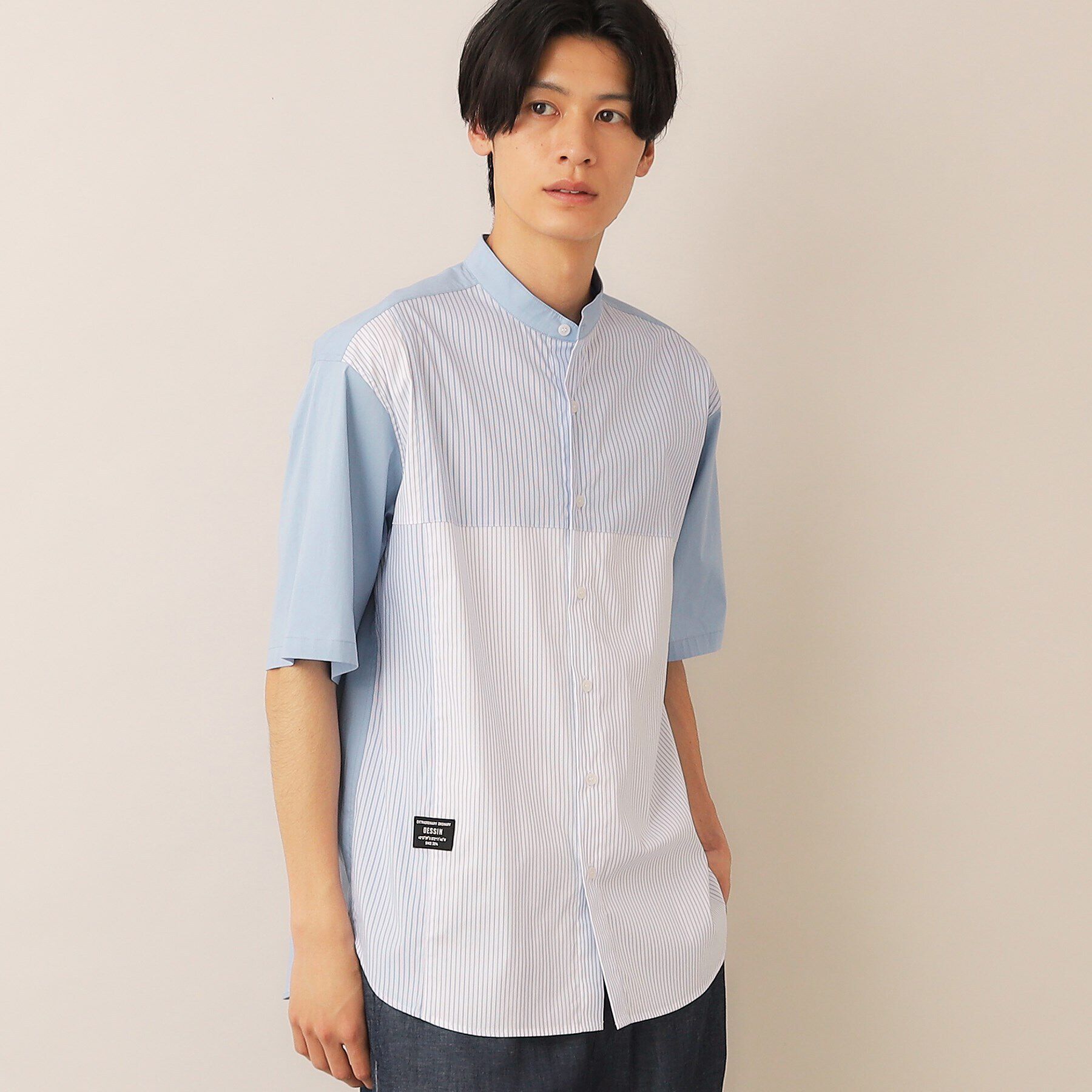 Dessin「ストライプ切り替えシャツ」|シャツ・ブラウス|ﾌﾞﾙｰ(592)